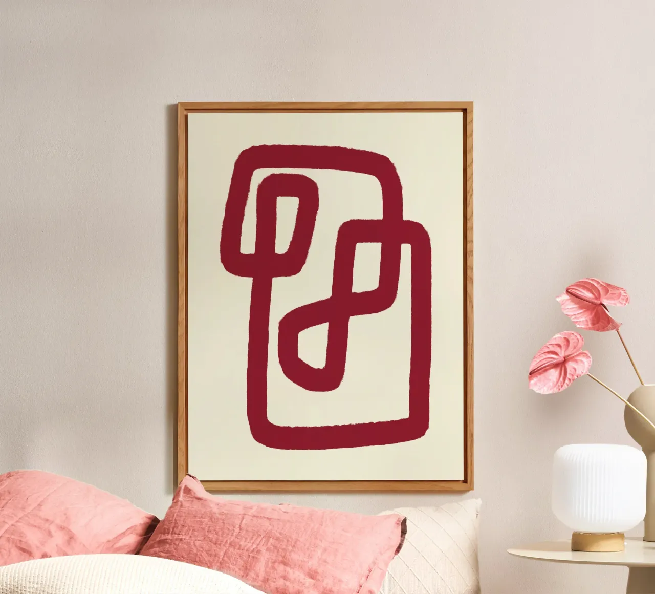 Linea rossa astratta di design 02 alluminio dibond da Life of Pie