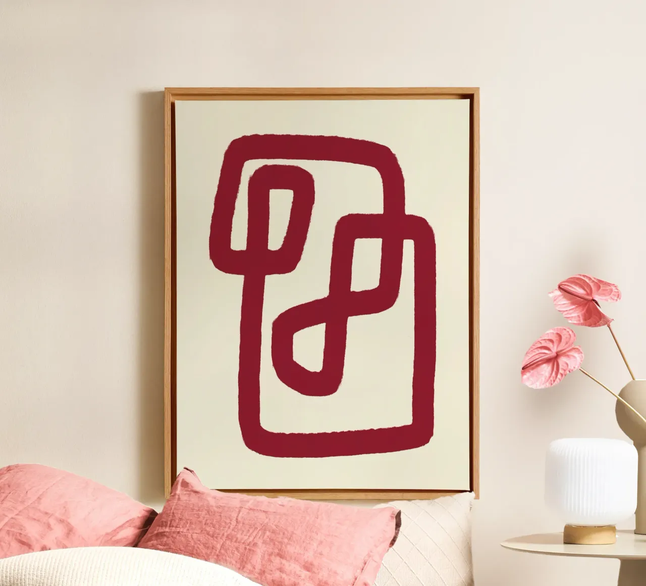 Linea rossa astratta di design 02 tela da Life of Pie