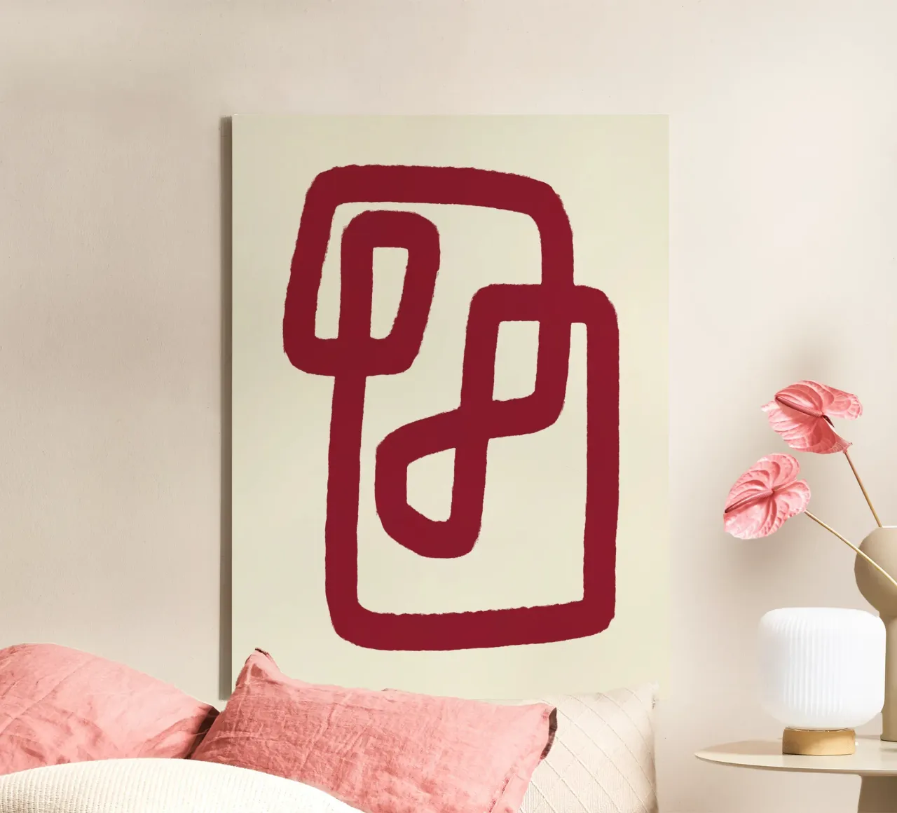 Linea rossa astratta di design 02 tela da Life of Pie