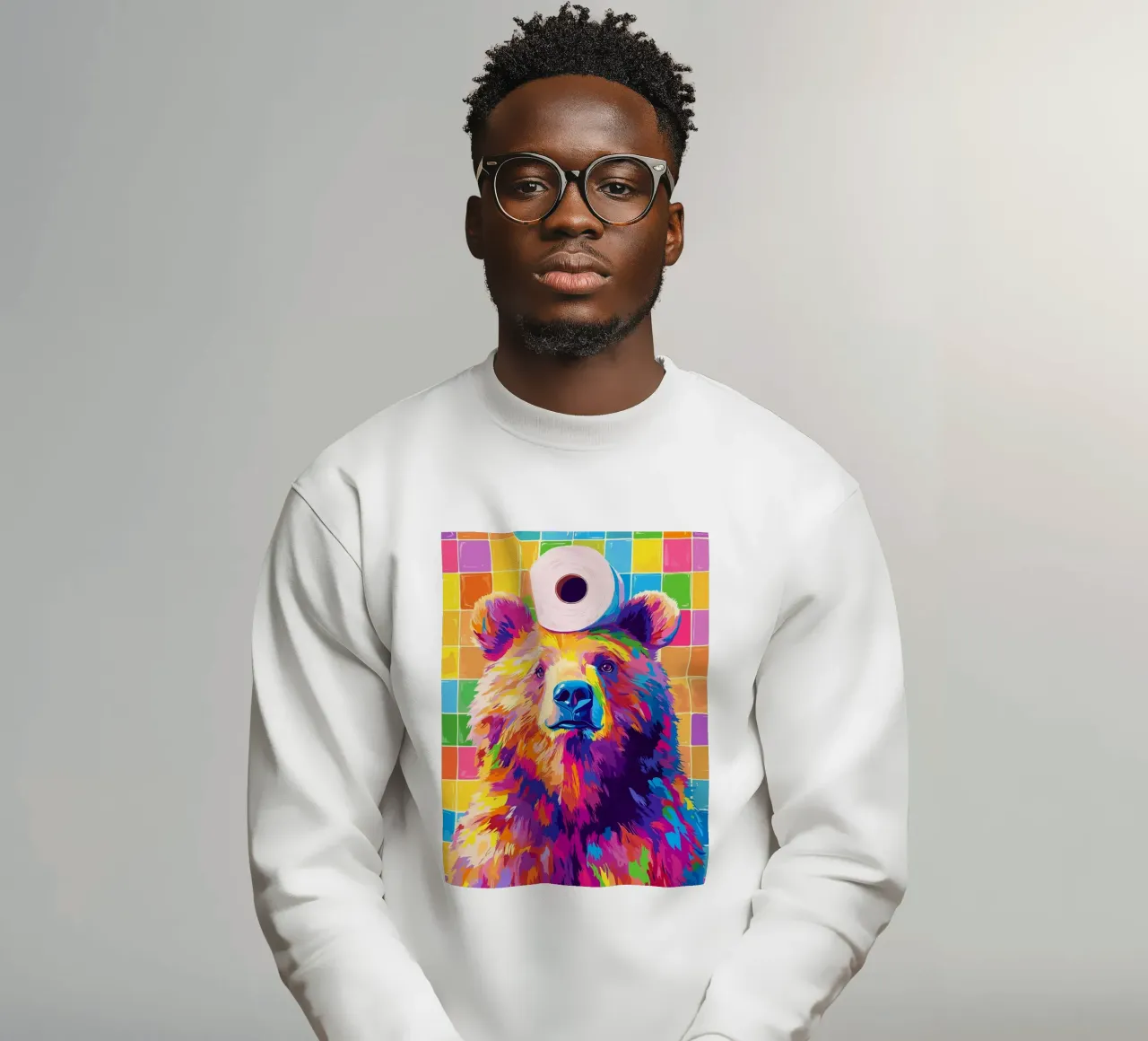 Orso colorato con rotolo di carta igienica felpa da JoyWalkerShop