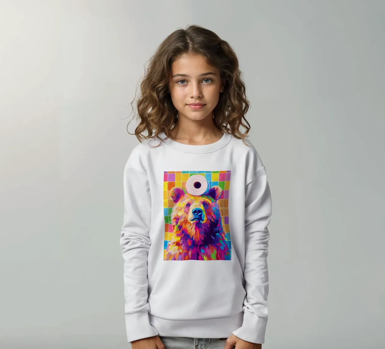 Orso colorato con rotolo di carta igienica felpa bambino da JoyWalkerShop