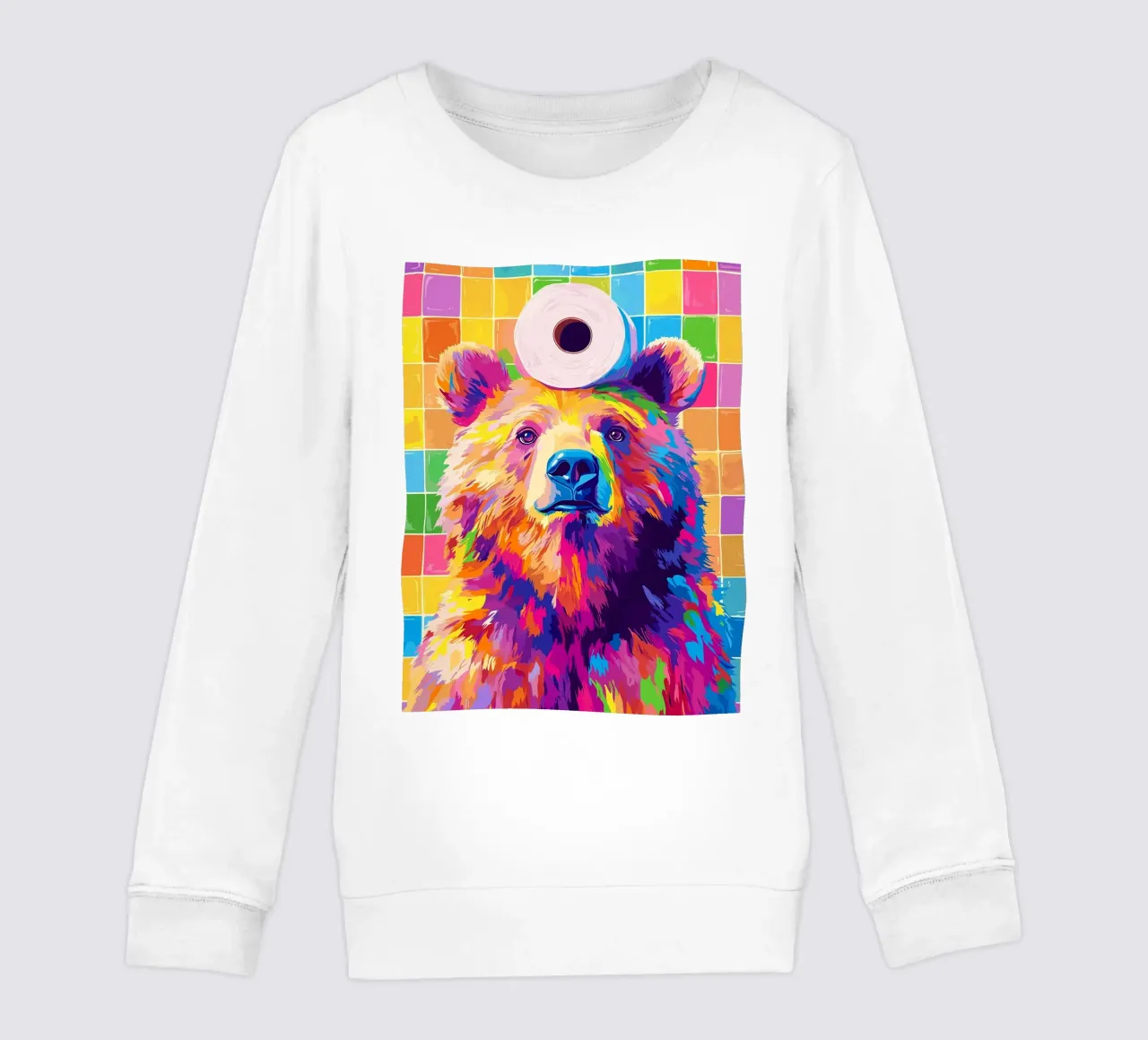 Orso colorato con rotolo di carta igienica felpa bambino da JoyWalkerShop