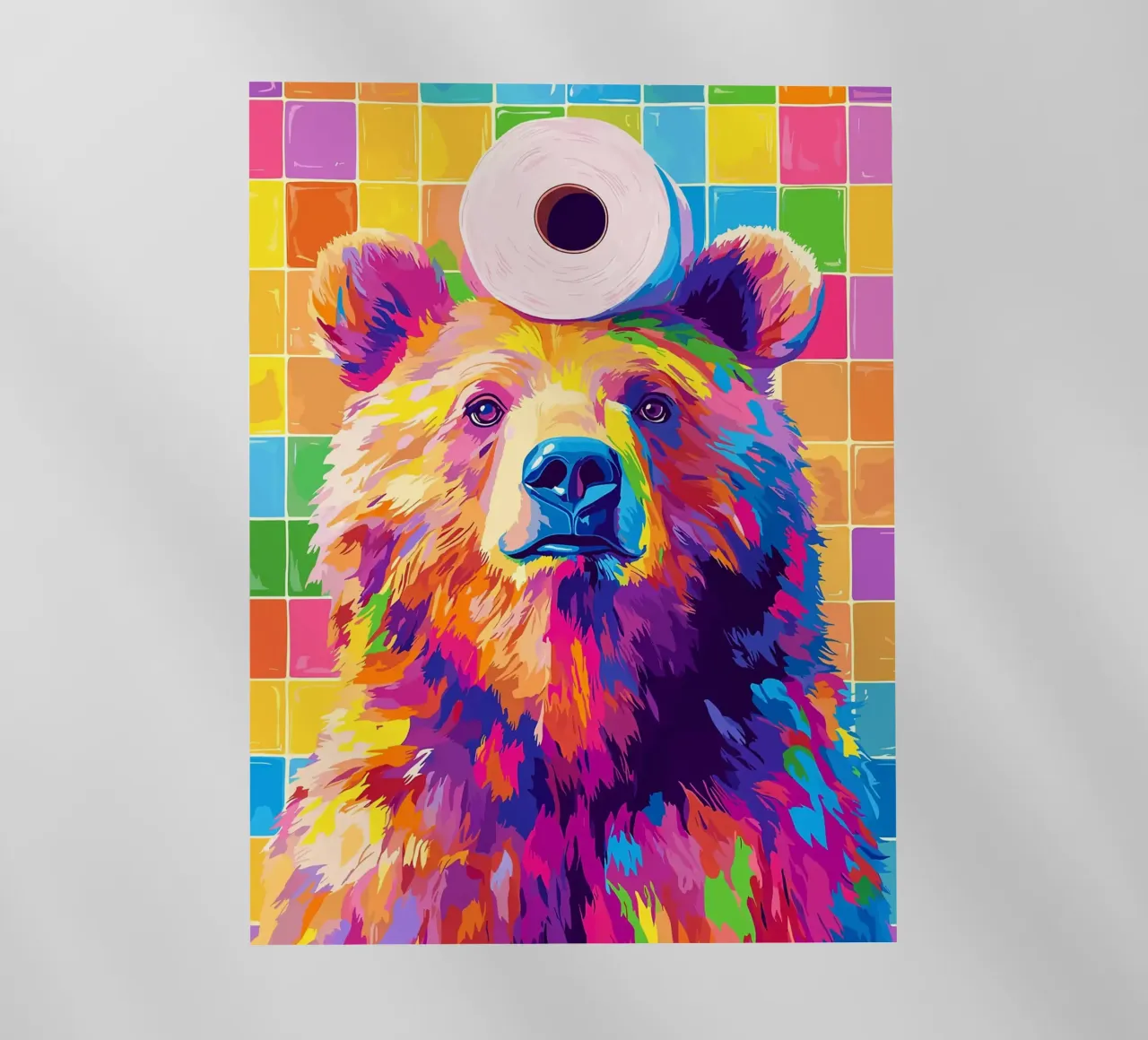 Orso colorato con rotolo di carta igienica pellicola backlit da JoyWalkerShop