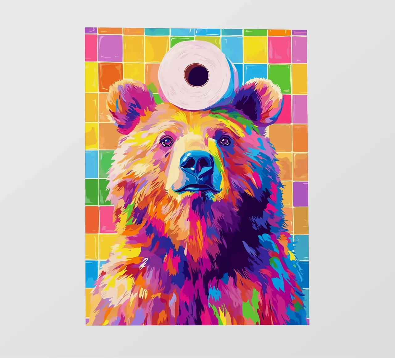 Orso colorato con rotolo di carta igienica pellicola backlit da JoyWalkerShop