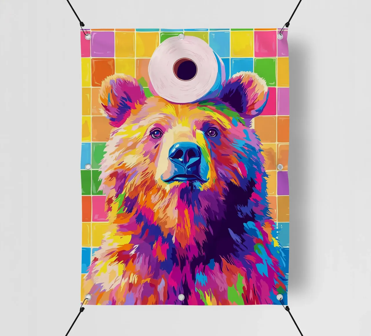 Orso colorato con rotolo di carta igienica telo in pvc da JoyWalkerShop