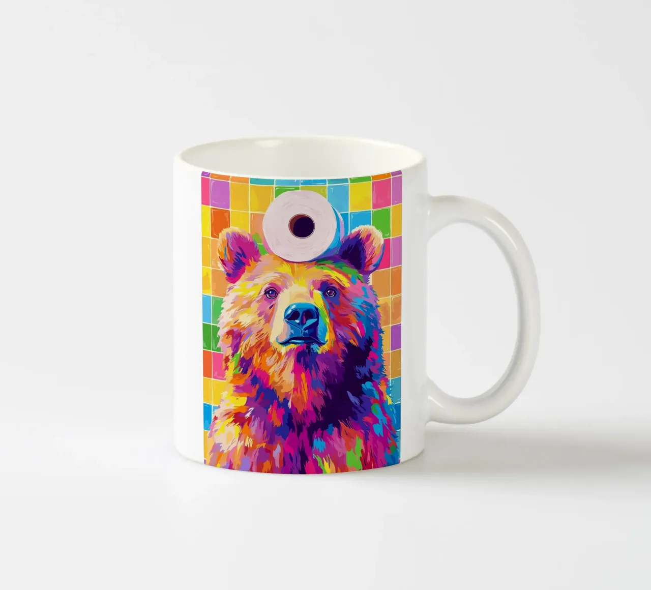 Orso colorato con rotolo di carta igienica tazza in ceramica da JoyWalkerShop
