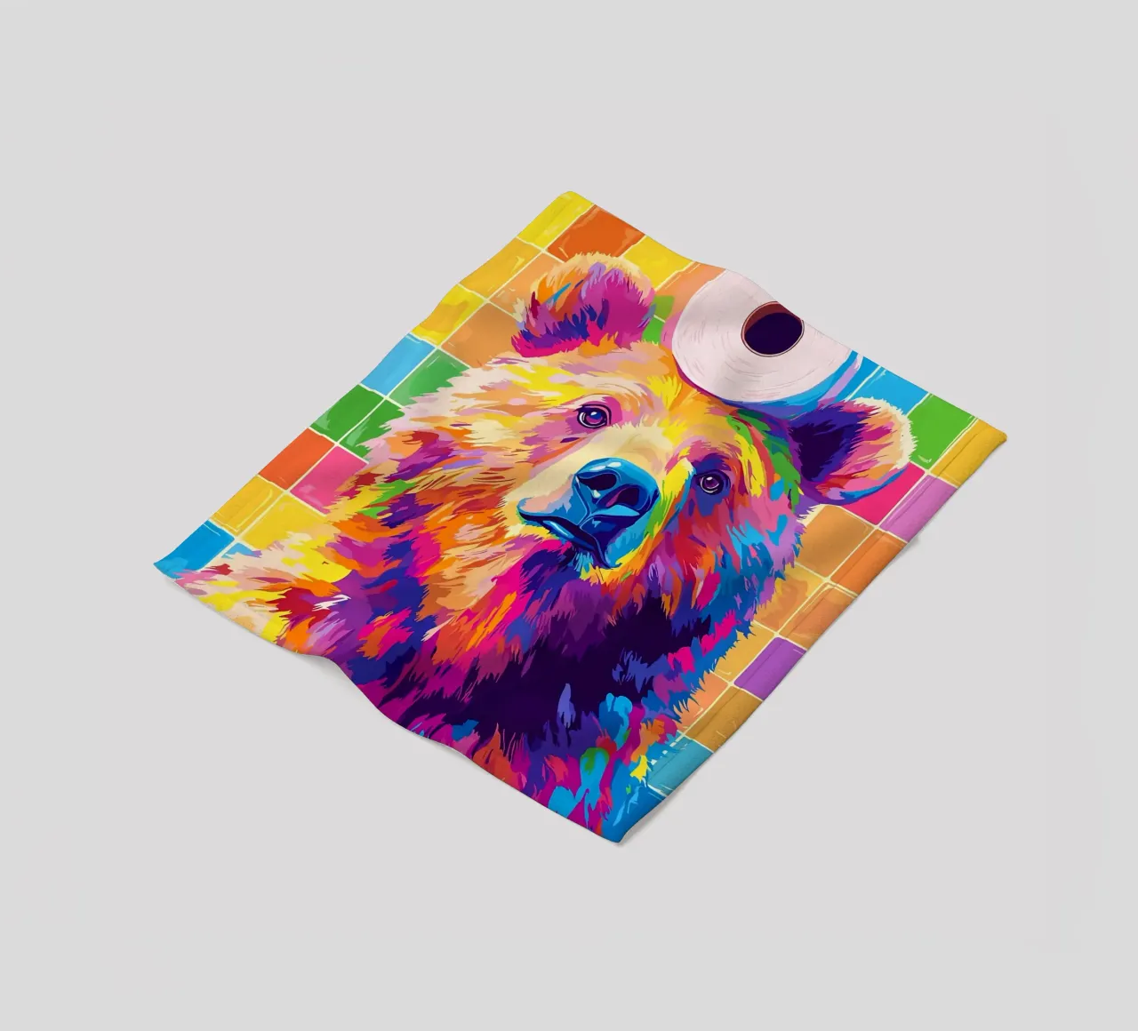 Orso colorato con rotolo di carta igienica coperta in pile da JoyWalkerShop
