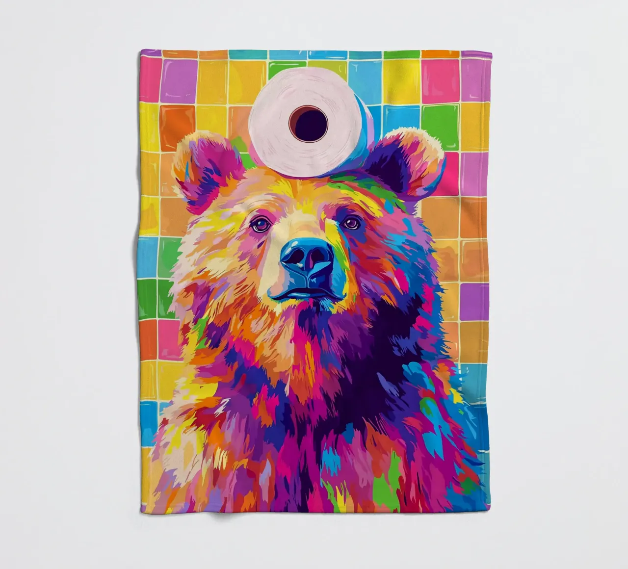 Orso colorato con rotolo di carta igienica coperta in pile da JoyWalkerShop
