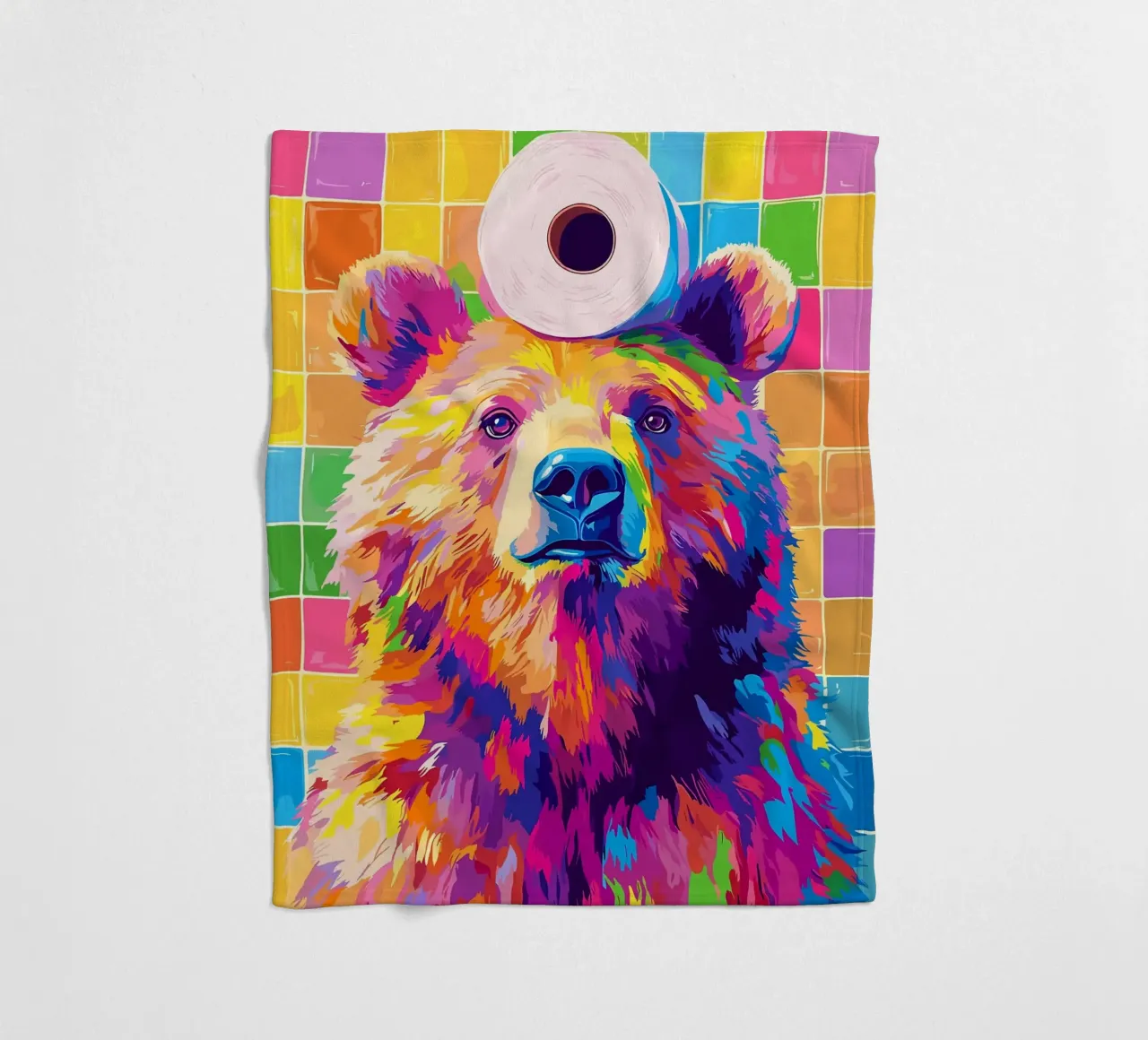 Orso colorato con rotolo di carta igienica coperta in pile da JoyWalkerShop