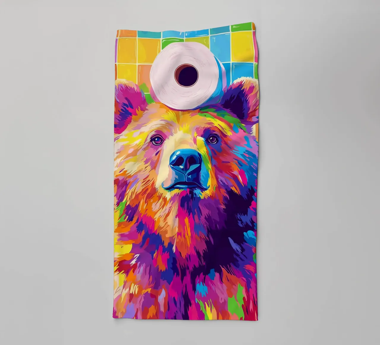 Orso colorato con rotolo di carta igienica asciugamano da bagno da JoyWalkerShop