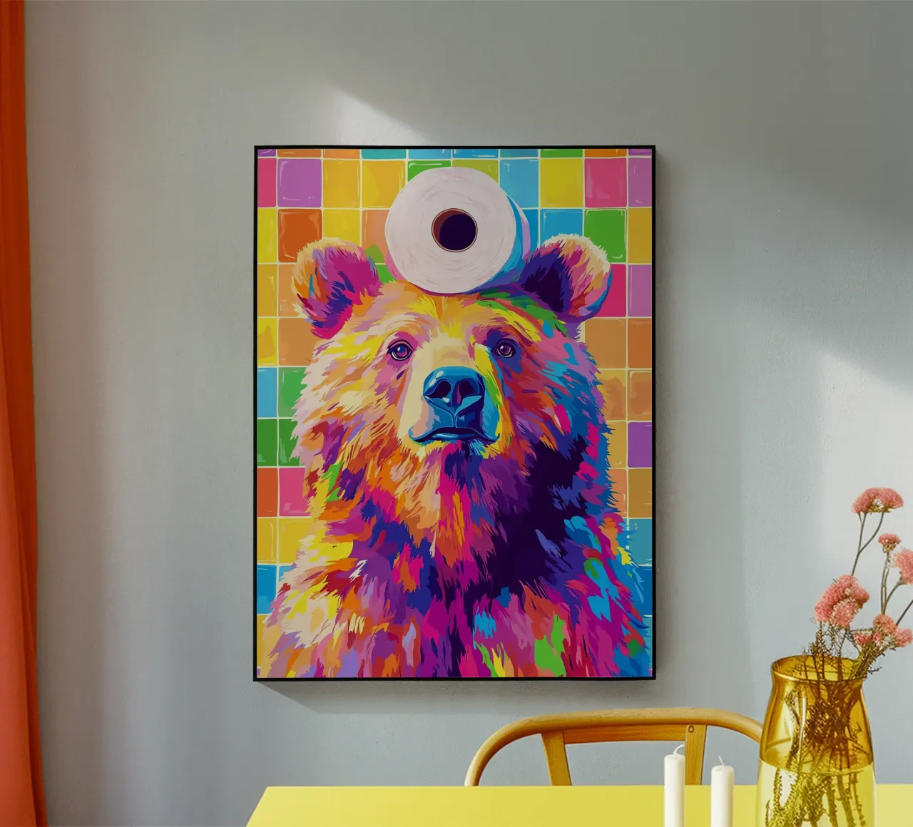 Orso colorato con rotolo di carta igienica plexiglass da JoyWalkerShop