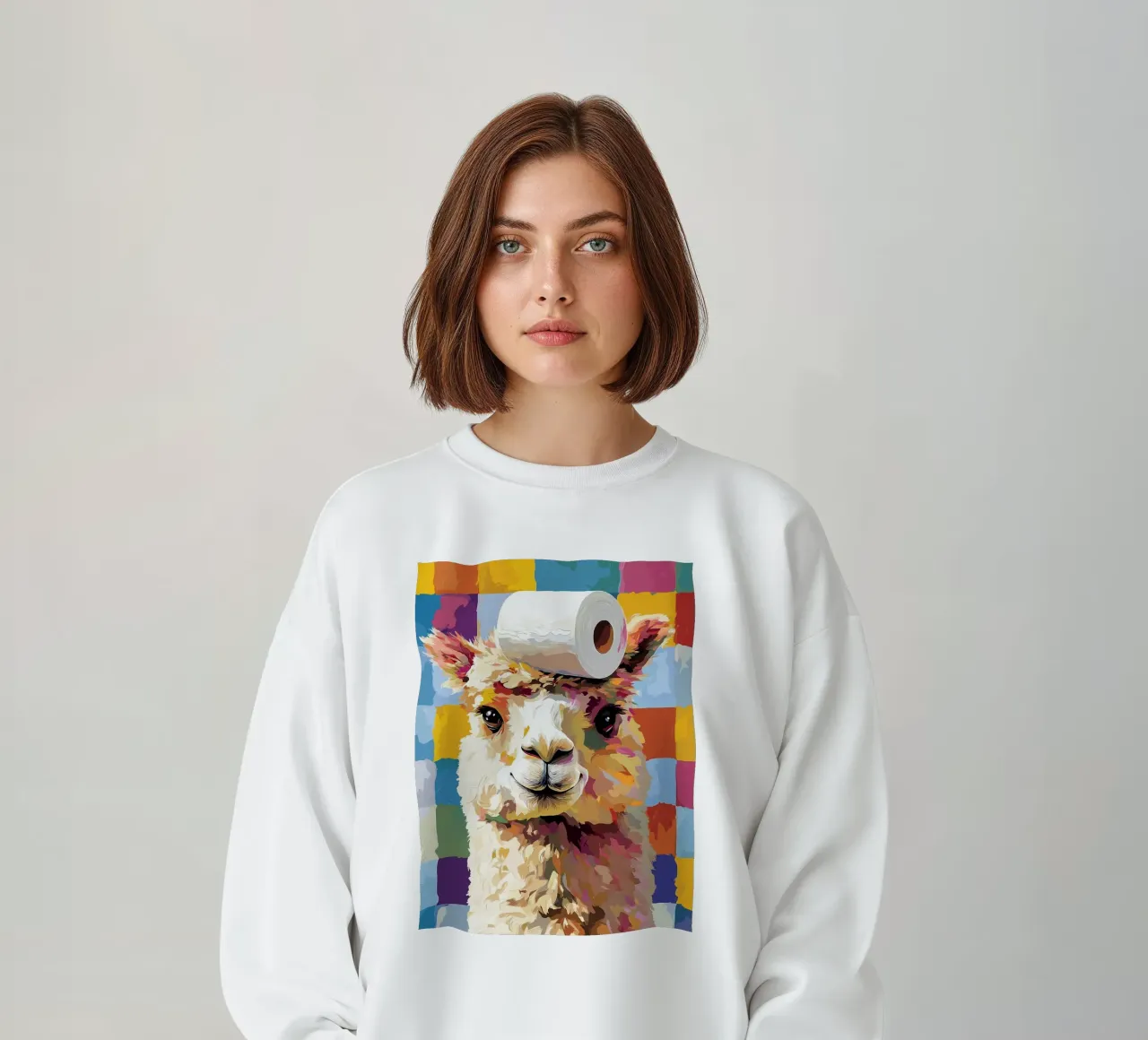 Lama met wc-hoed sweatshirt van JoyWalkerShop