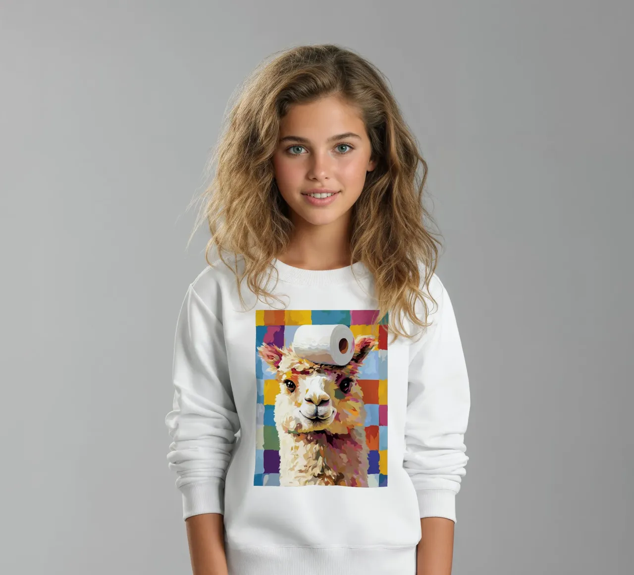 Lama con cappello di carta igienica felpa bambino da JoyWalkerShop
