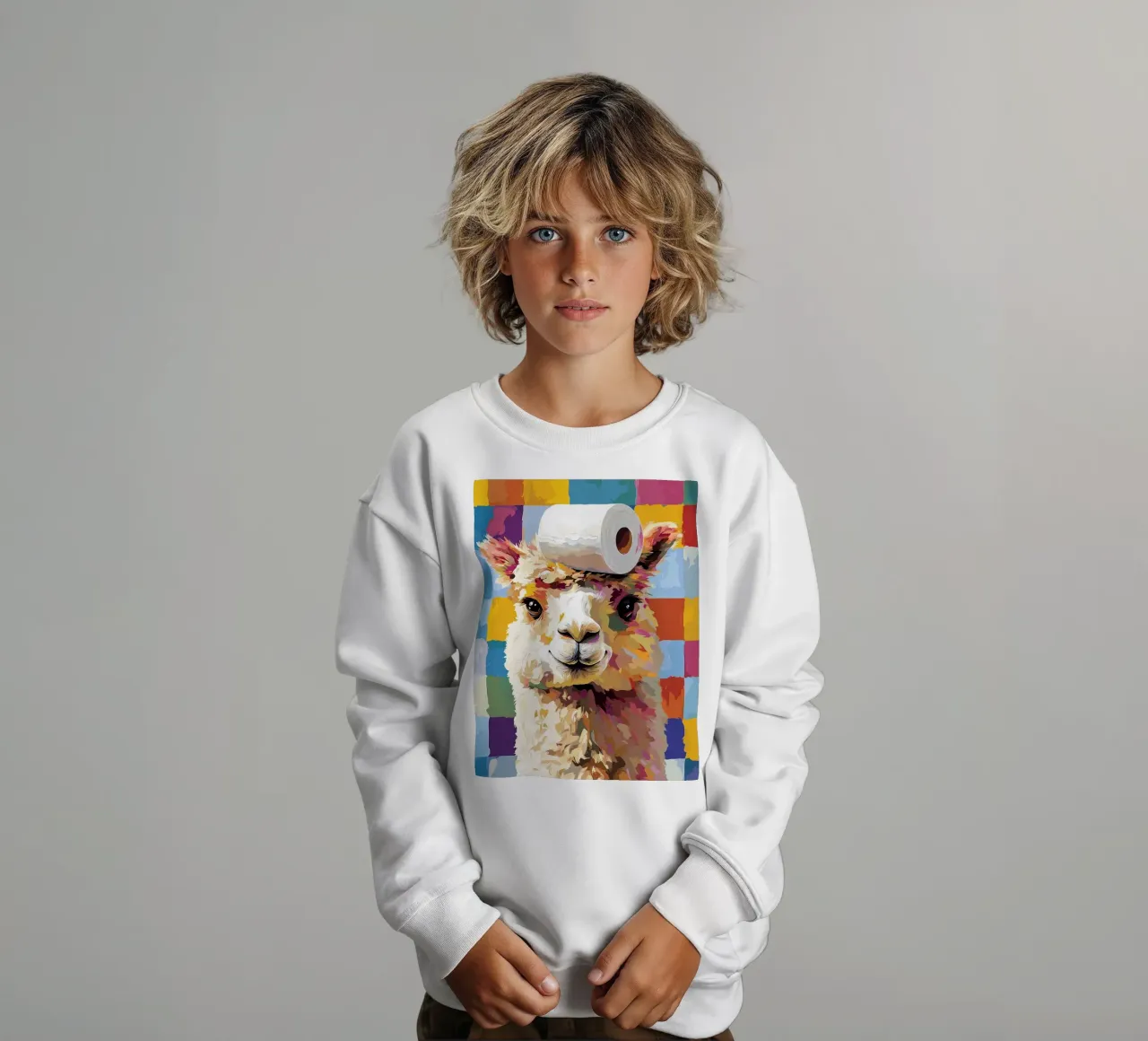 Lama con cappello di carta igienica felpa bambino da JoyWalkerShop