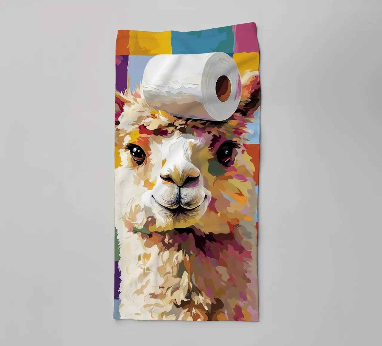 Lama met wc-hoed badhanddoek van JoyWalkerShop