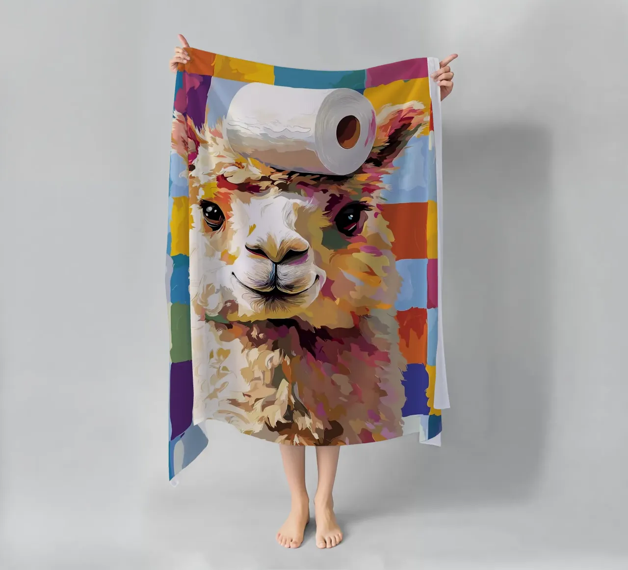 Lama met wc-hoed strandhanddoek van JoyWalkerShop