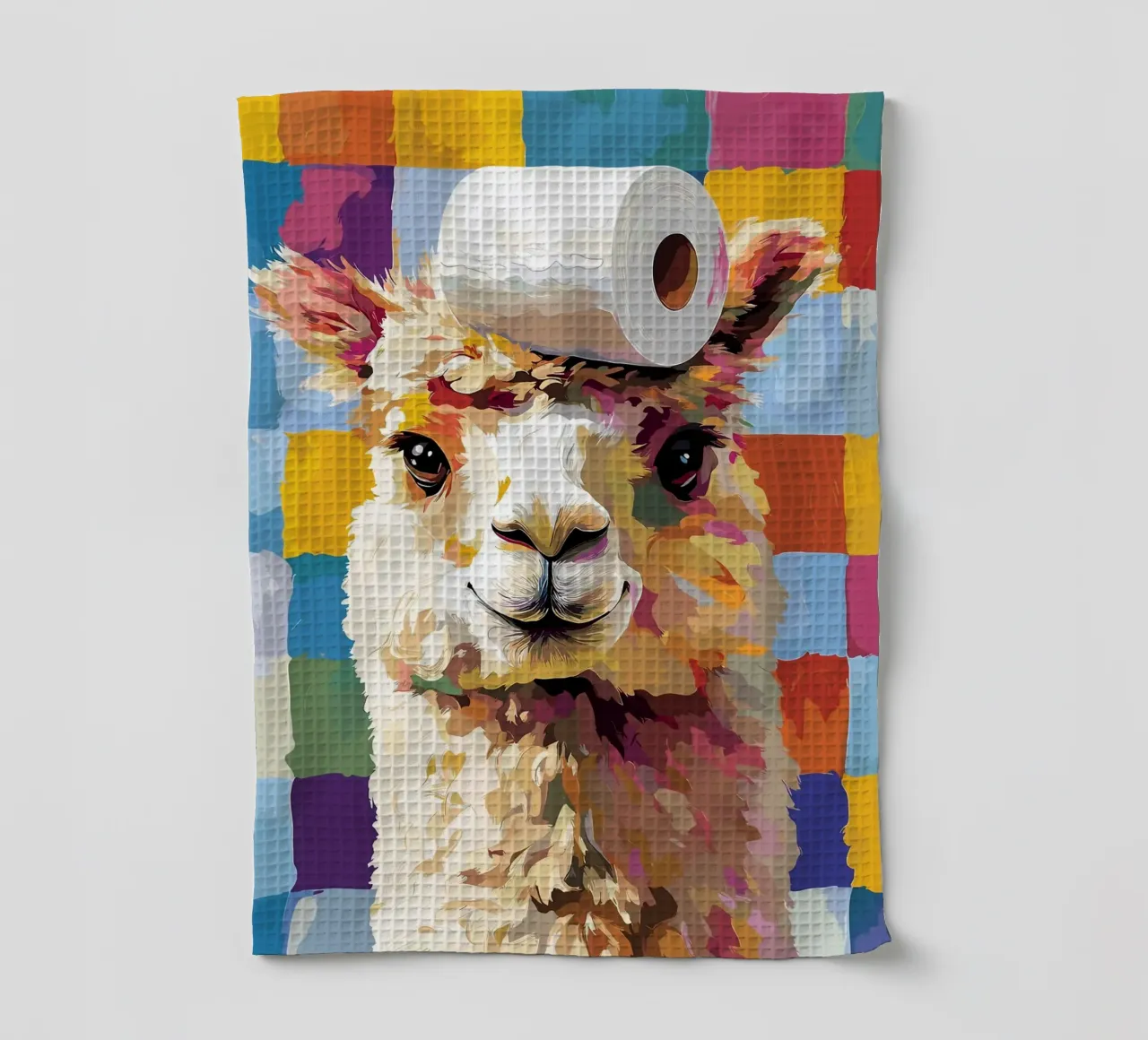Lama met wc-hoed theedoek van JoyWalkerShop