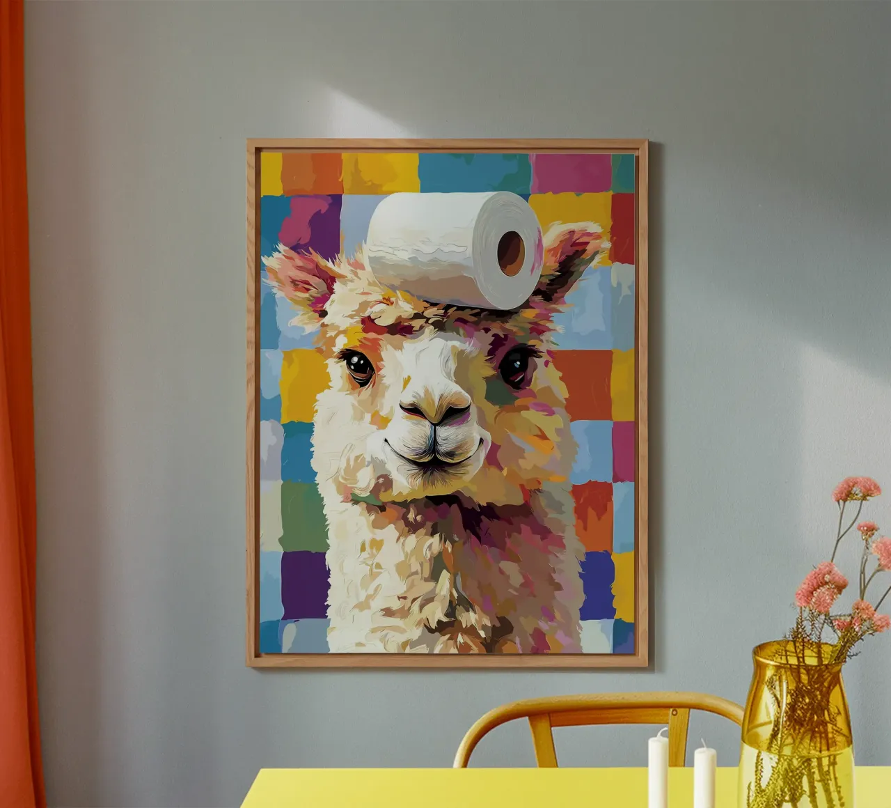 Lama con cappello di carta igienica alluminio dibond da JoyWalkerShop