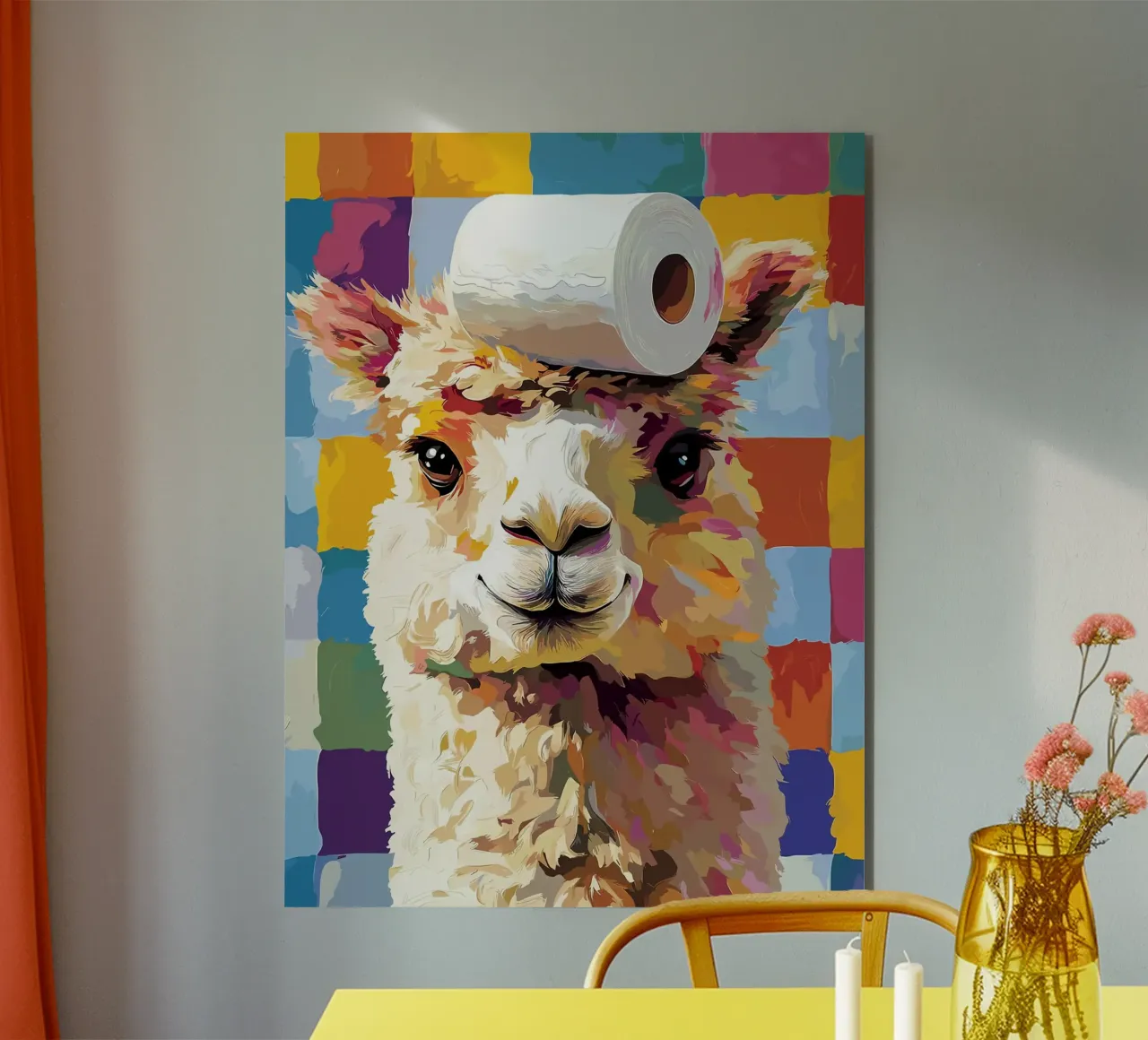 Lama con cappello di carta igienica alluminio dibond da JoyWalkerShop