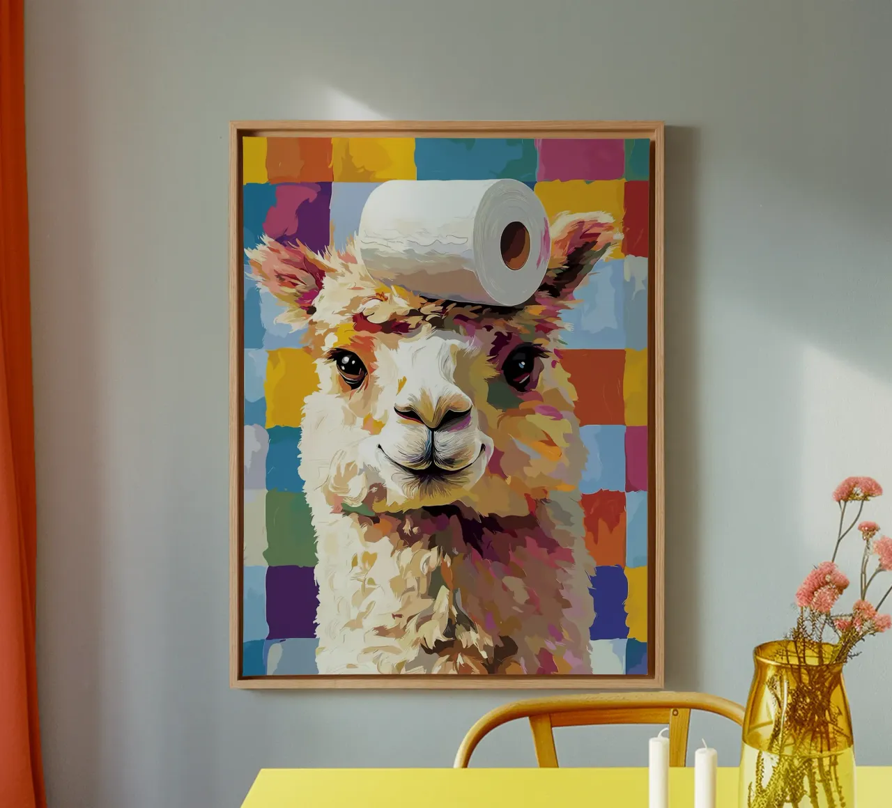 Lama met wc-hoed canvas van JoyWalkerShop