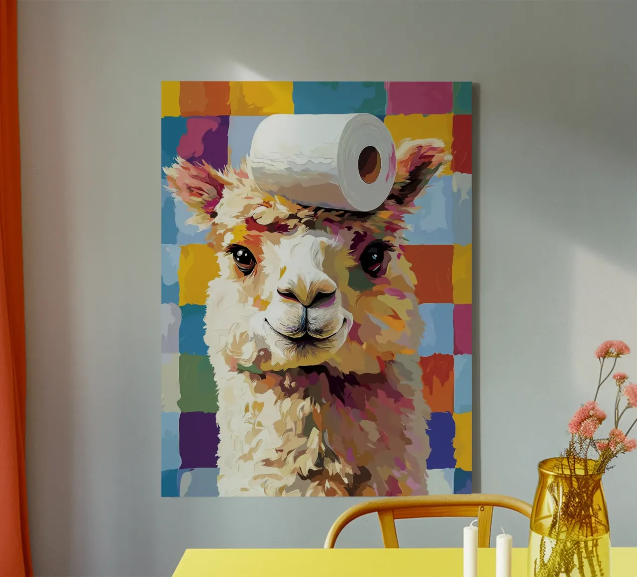 Lama met wc-hoed canvas van JoyWalkerShop