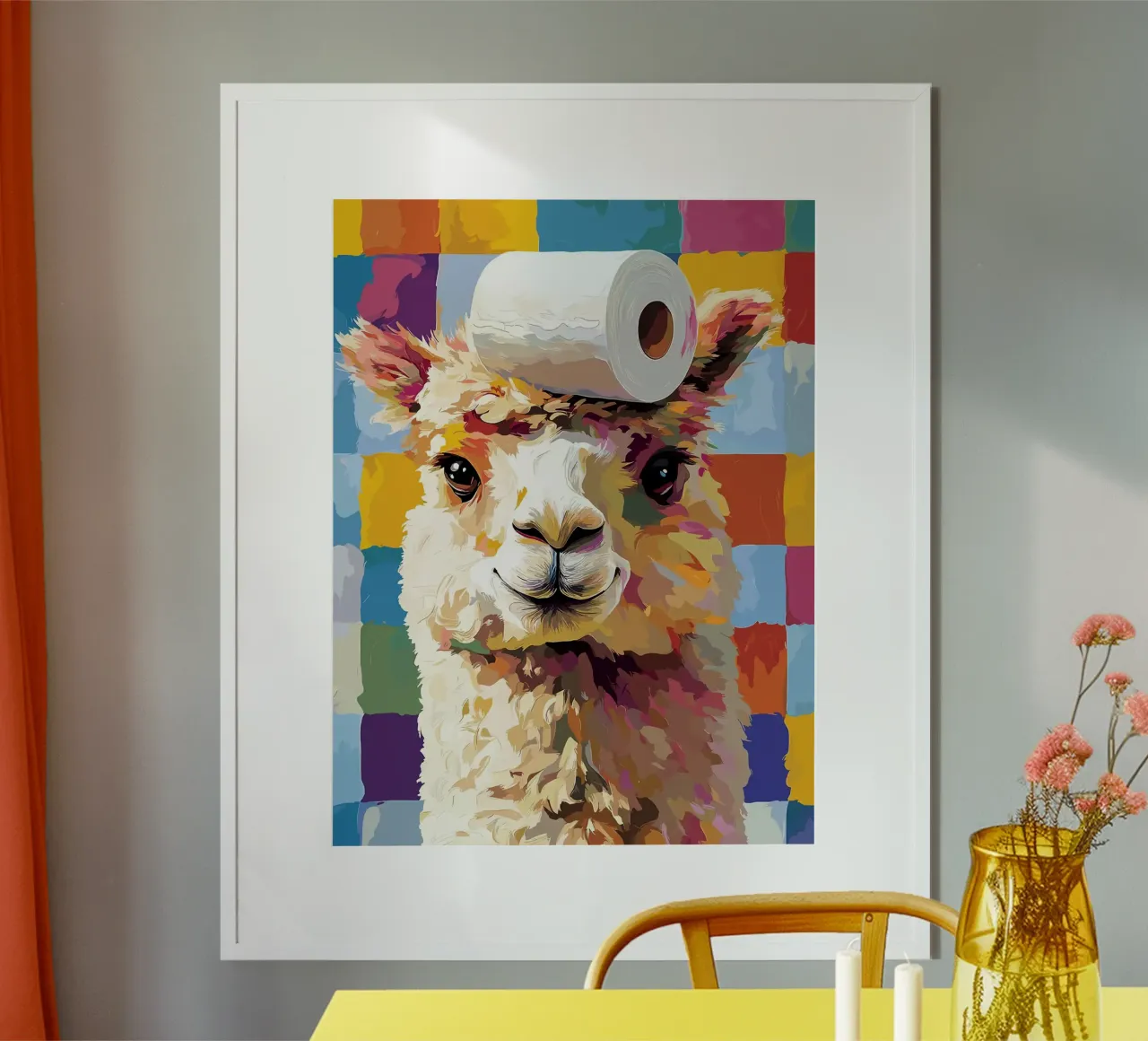 Lama met wc-hoed hahnemühle van JoyWalkerShop