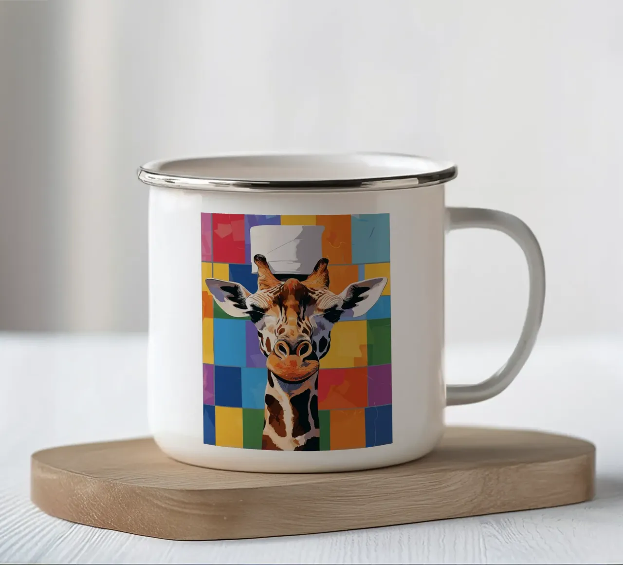 Giraffa con cappello di carta igienica tazza in smalto da JoyWalkerShop