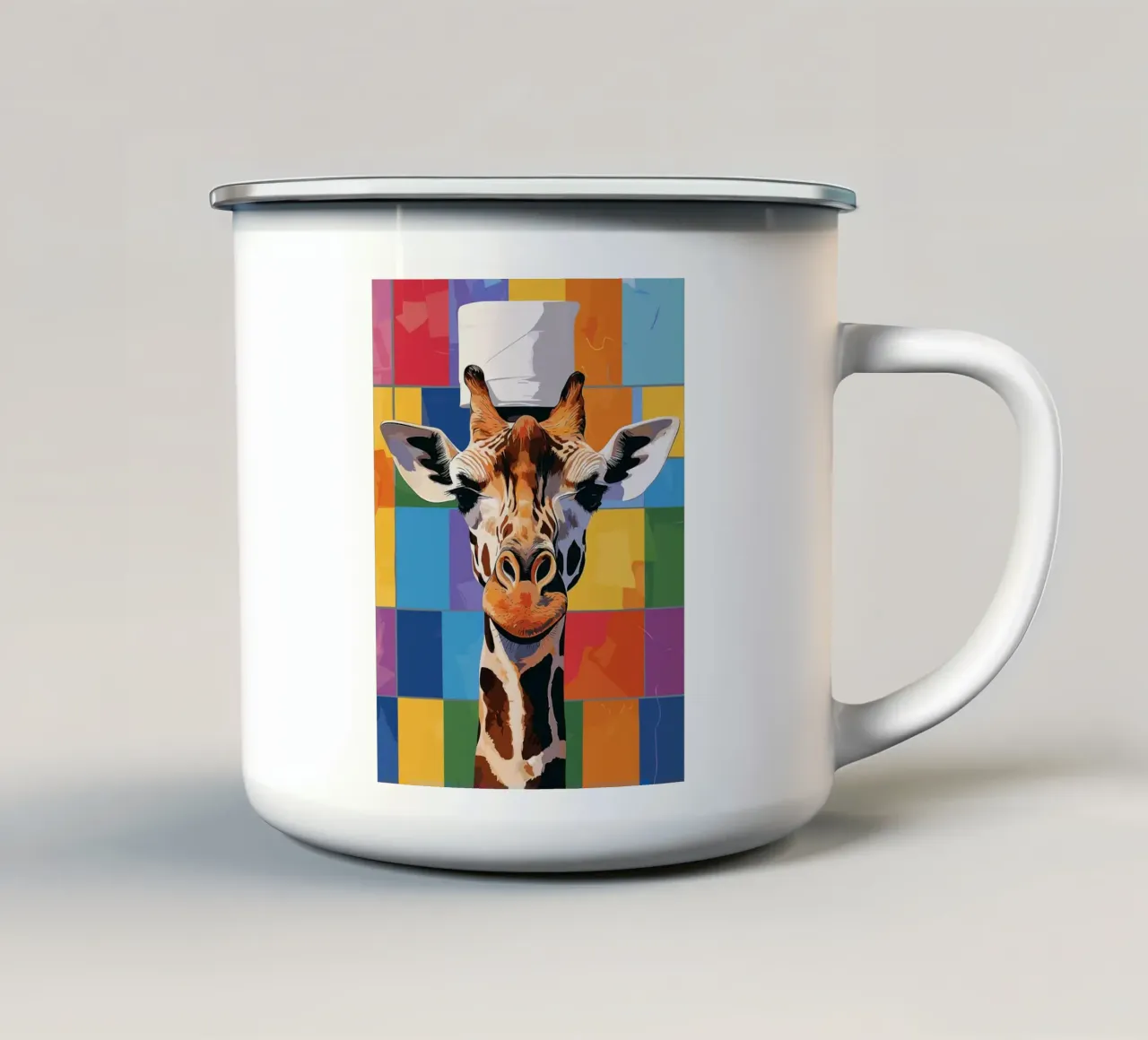 Giraffa con cappello di carta igienica tazza in smalto da JoyWalkerShop