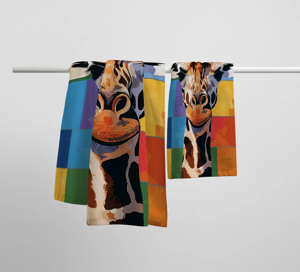 Giraffe met wc-hoed badhanddoek van JoyWalkerShop