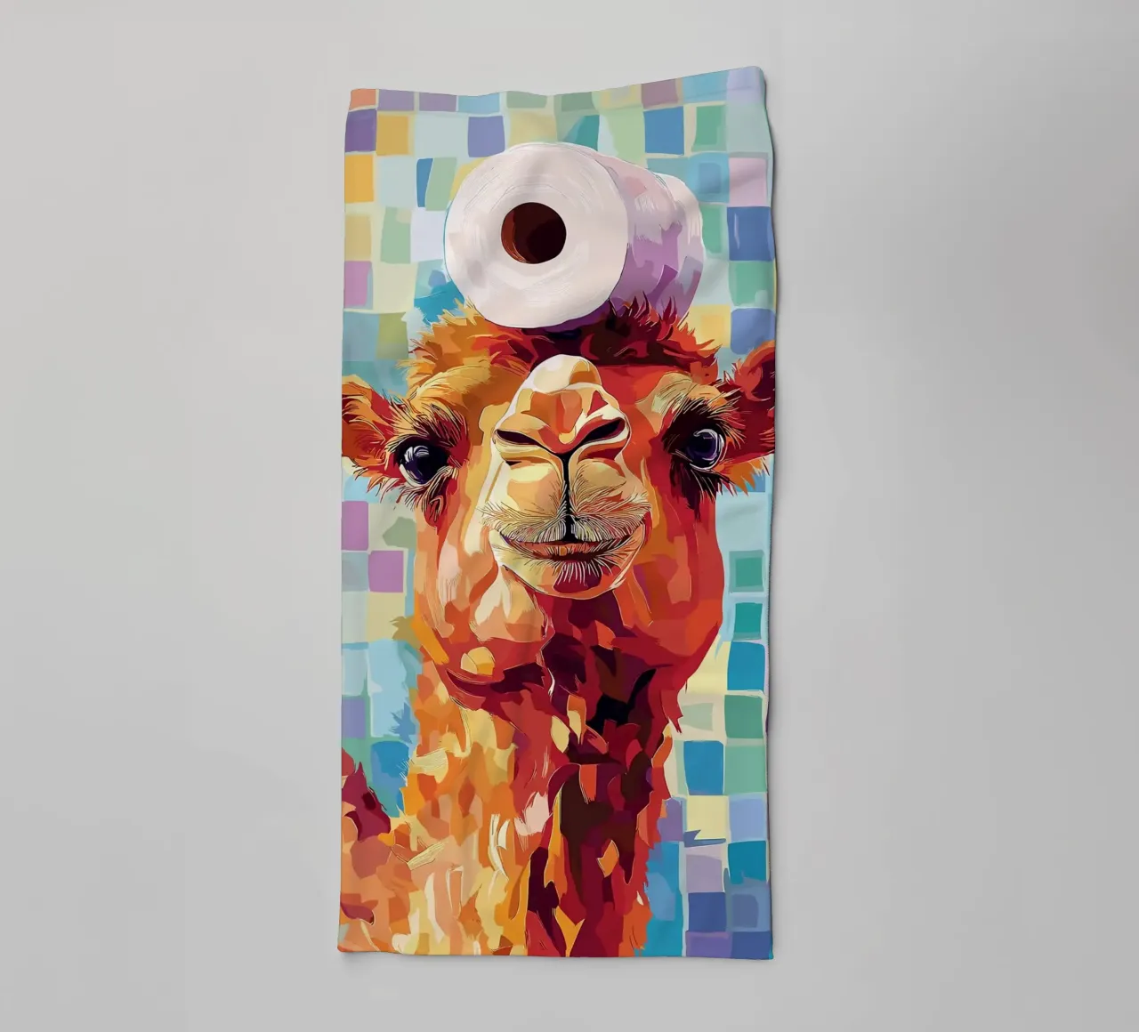 Camel with Toilet Paper on Head towel by JoyWalkerShop
