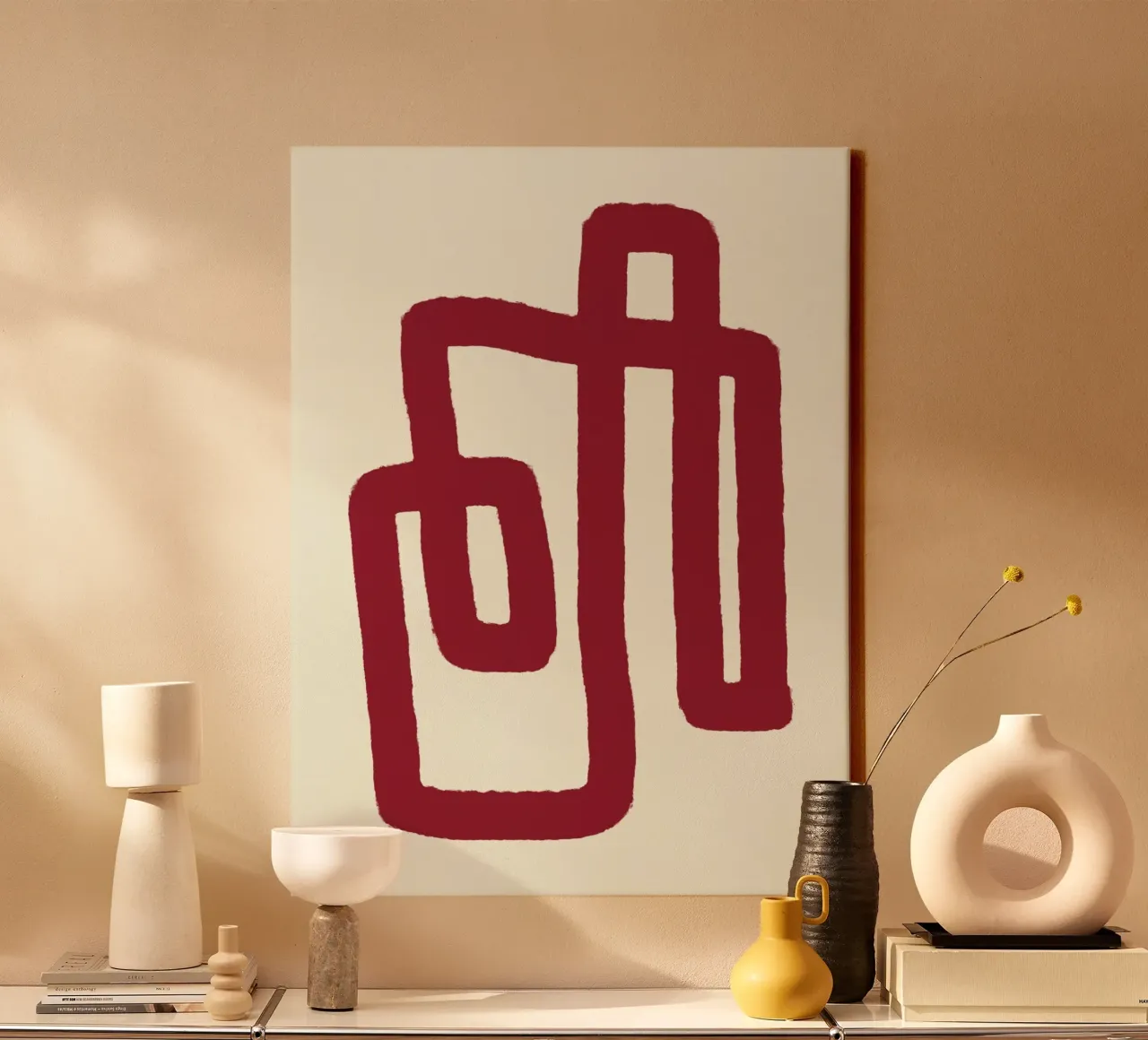 Abstrakte rote Schleife Leinwand von Life of Pie