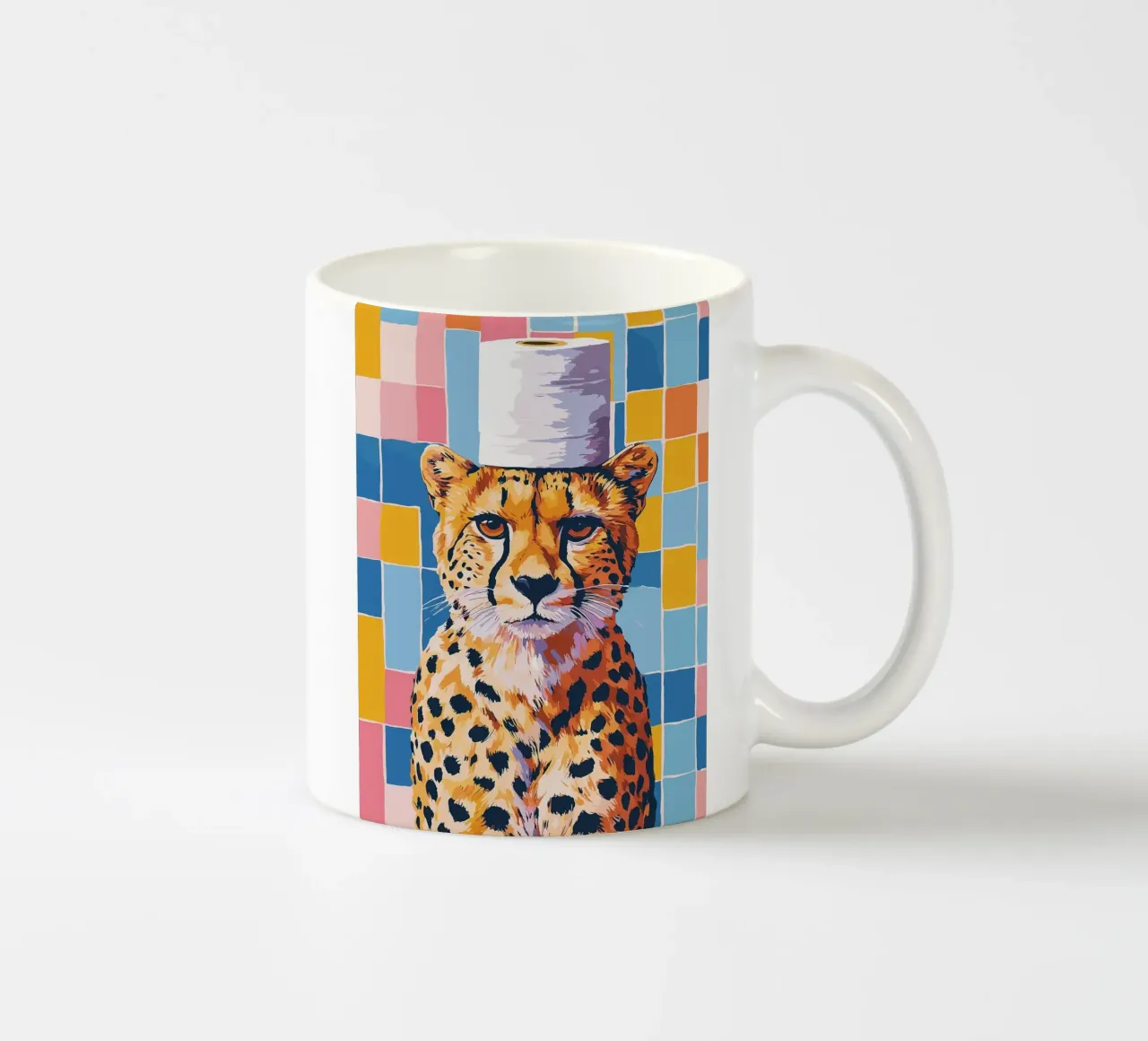 Cheetah met wc-hoed keramische mok van JoyWalkerShop