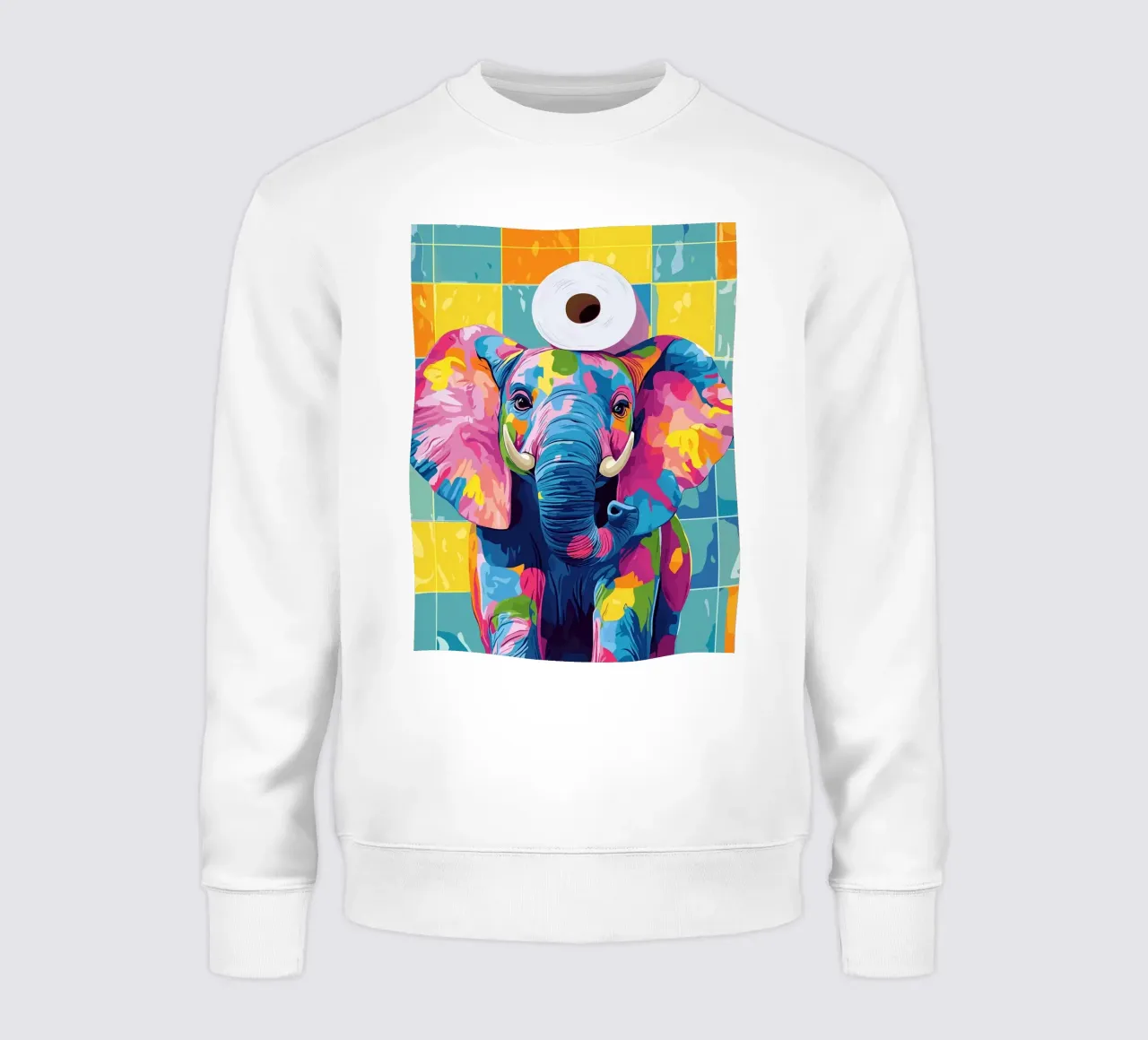 Elefante colorato con rotolo di carta igienica felpa da JoyWalkerShop