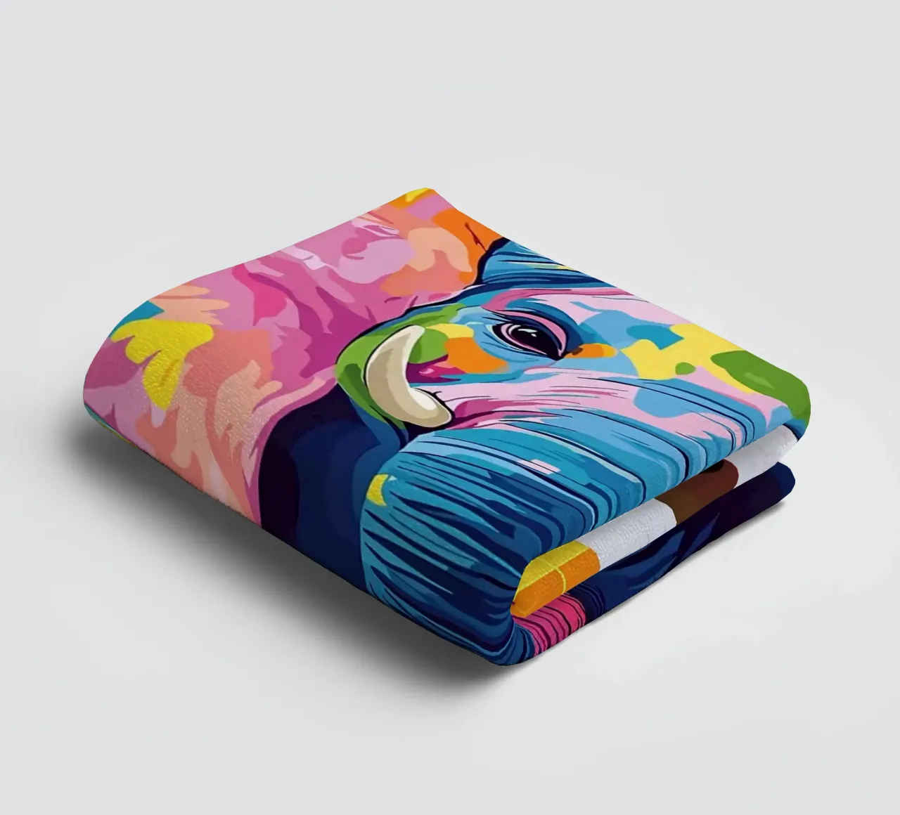 Kleurrijke olifant met wc-papierrol badhanddoek van JoyWalkerShop