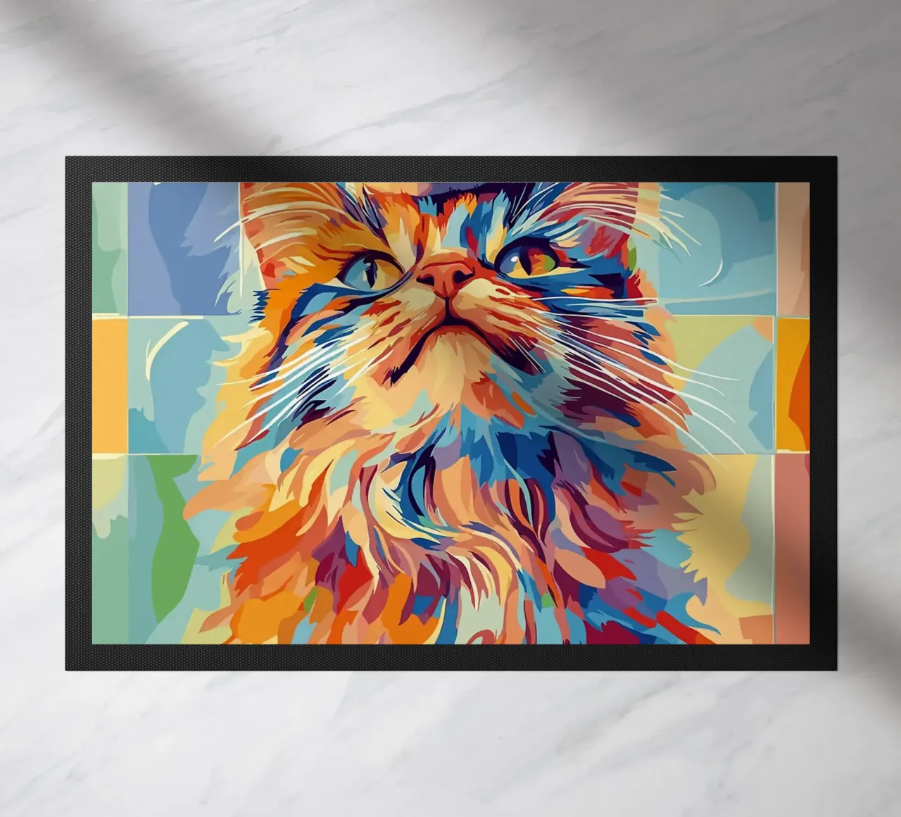 Gatto colorato con cappello di carta igienica zerbino da JoyWalkerShop