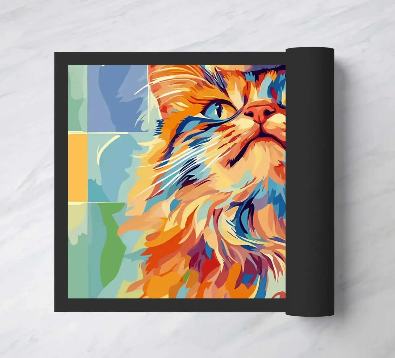 Gatto colorato con cappello di carta igienica zerbino da JoyWalkerShop