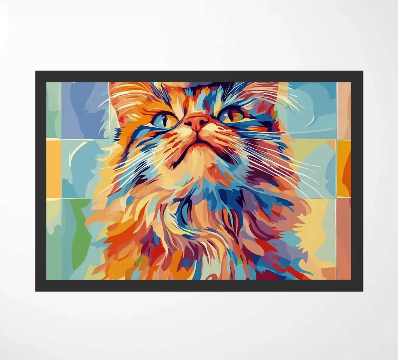 Gatto colorato con cappello di carta igienica zerbino da JoyWalkerShop