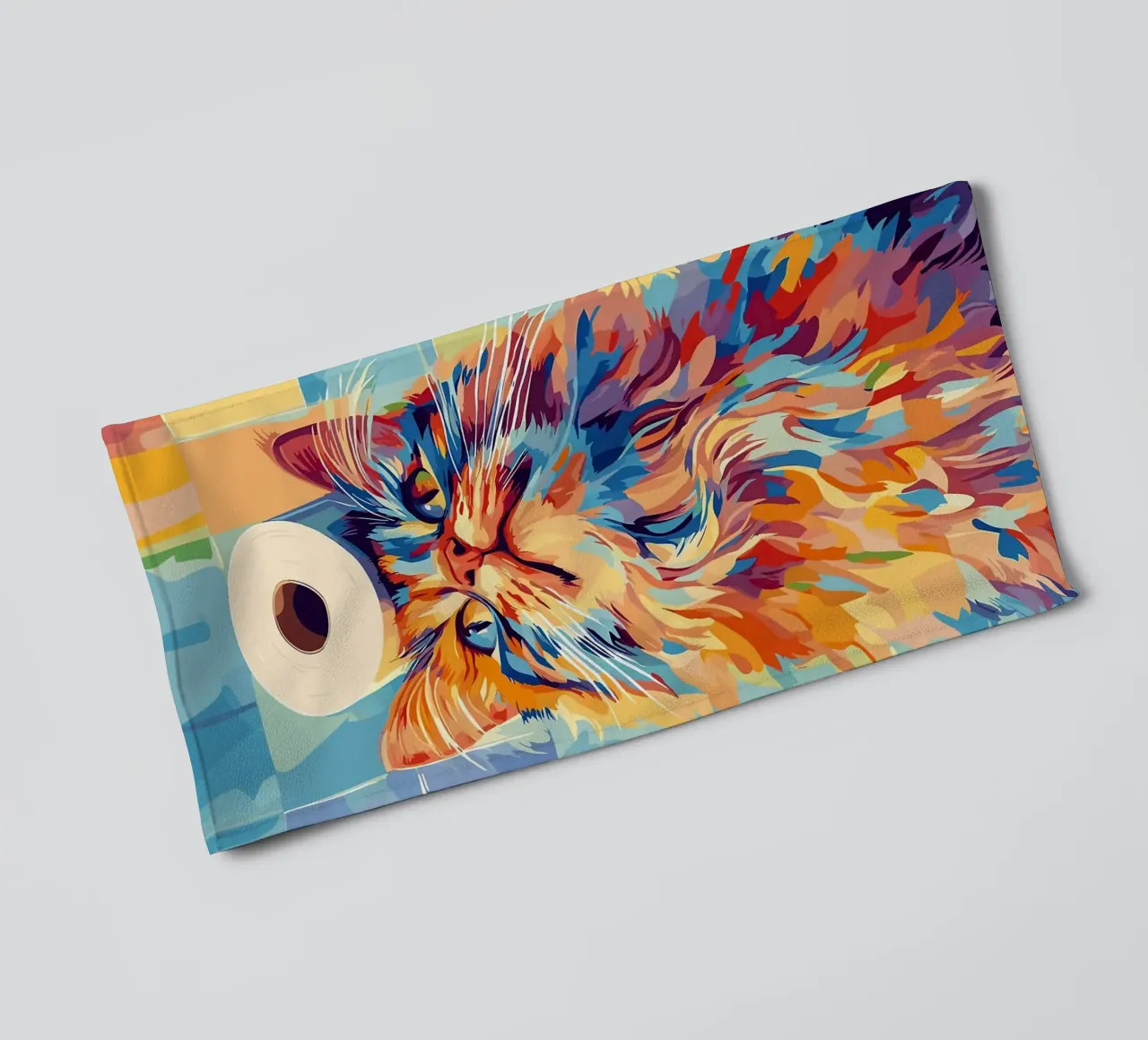 Kleurrijke kat met wc-hoed badhanddoek van JoyWalkerShop
