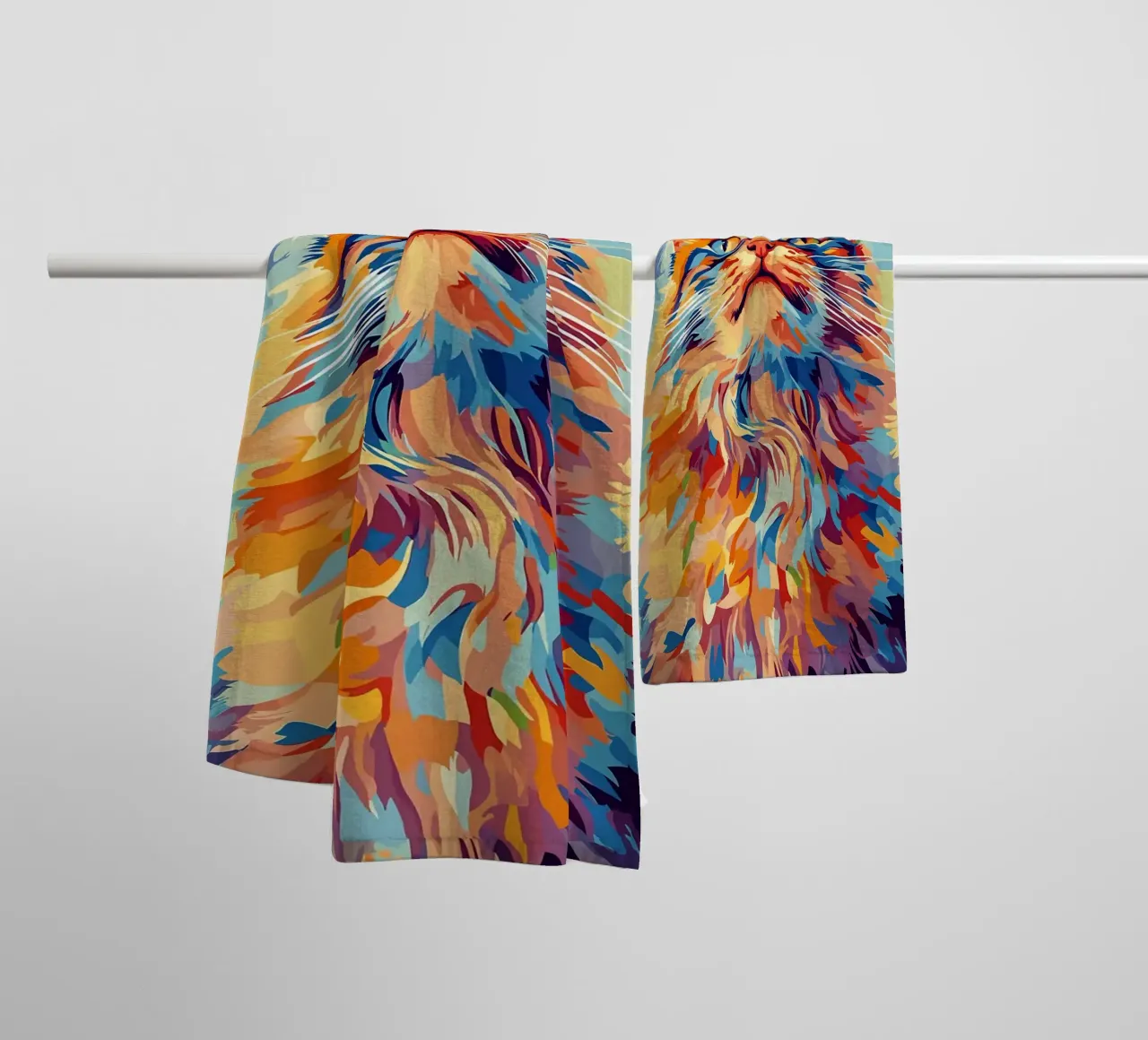 Kleurrijke kat met wc-hoed badhanddoek van JoyWalkerShop