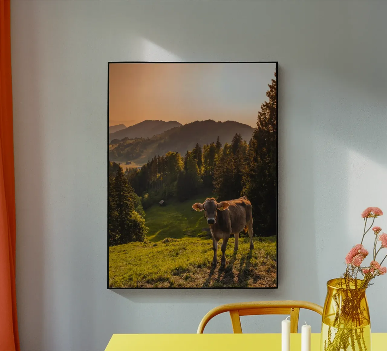 Sonnenuntergangskuh Acryl-Glas von Marcel Bisig