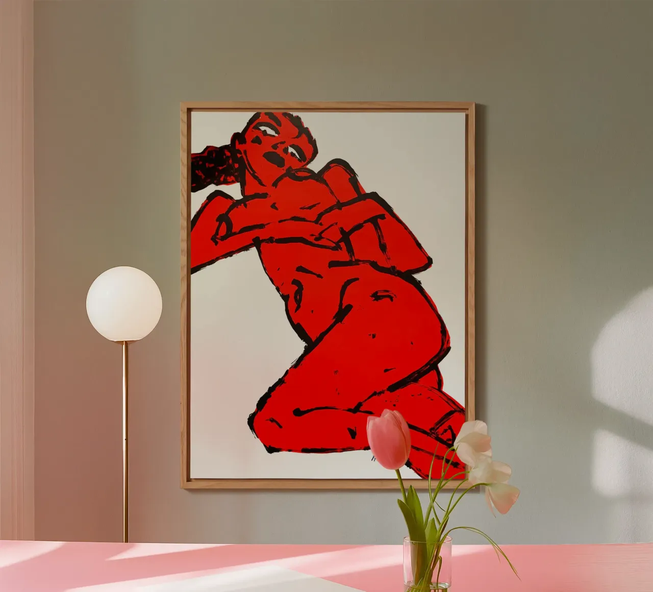 Nudo in rosso alluminio dibond da Puschkinowa