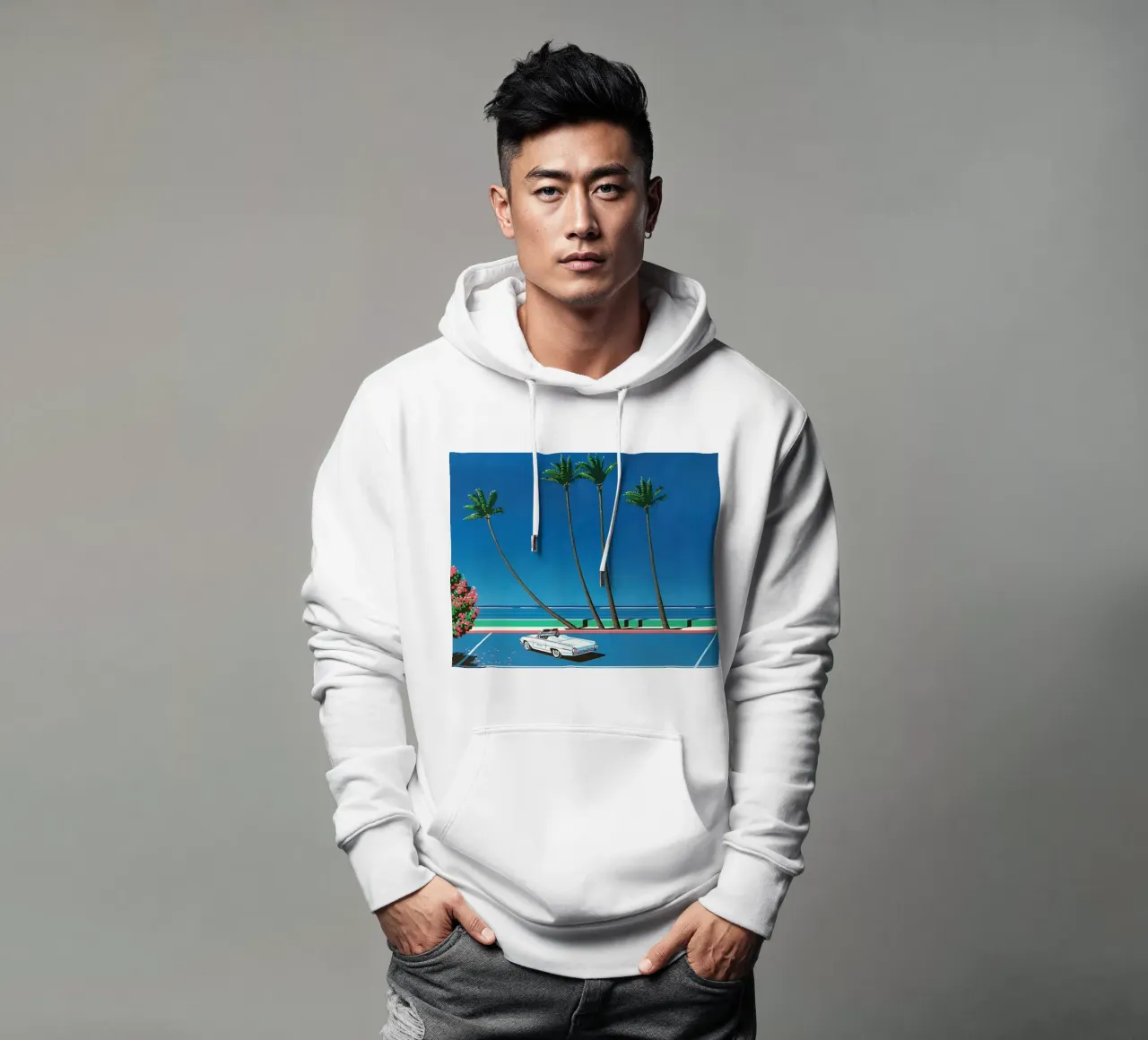 Weißes Auto Hiroshi Nagai Stolz Hoodie von KOOL STORE