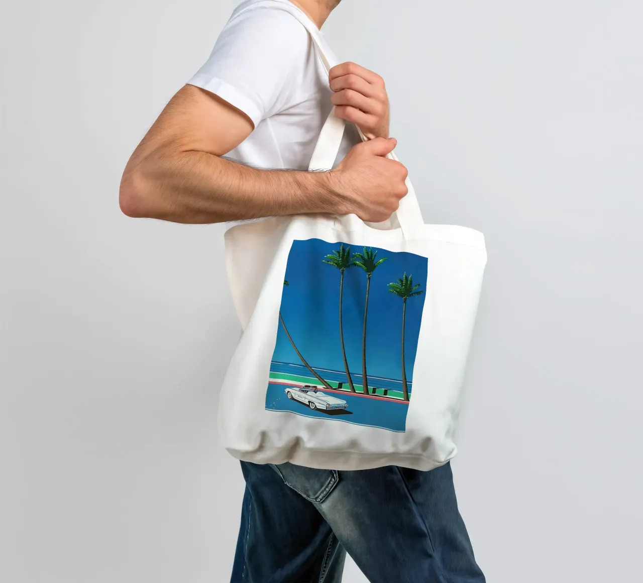 Auto bianca Orgoglio Hiroshi Nagai borsa in juta da KOOL STORE
