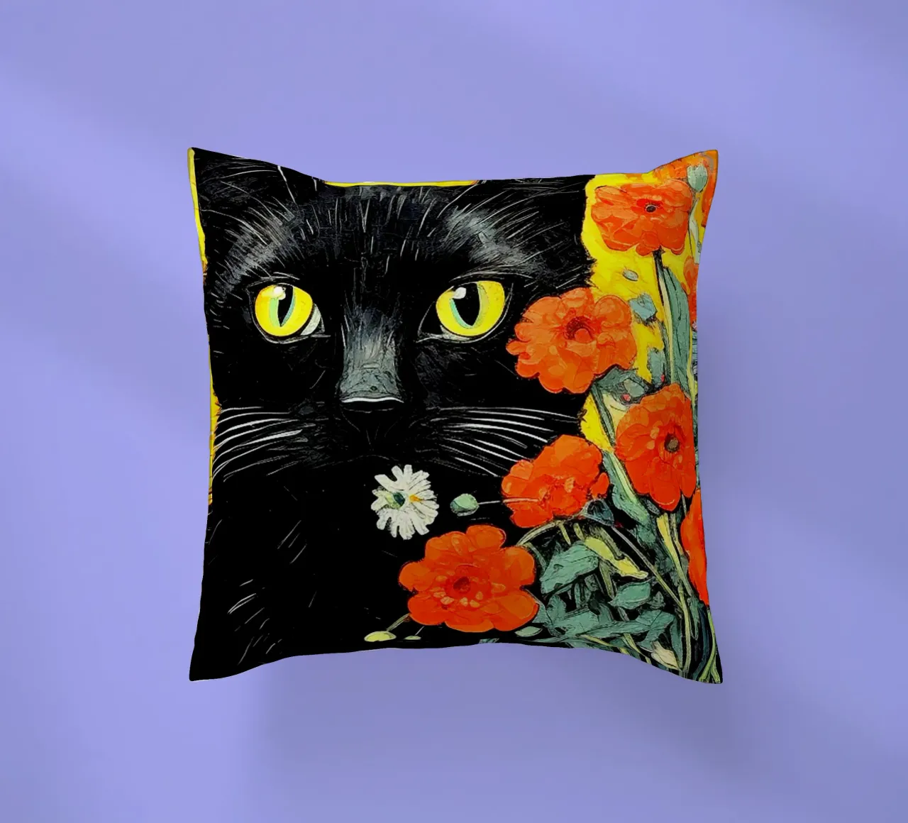 Gatto con fiori cuscino da Puschkinowa