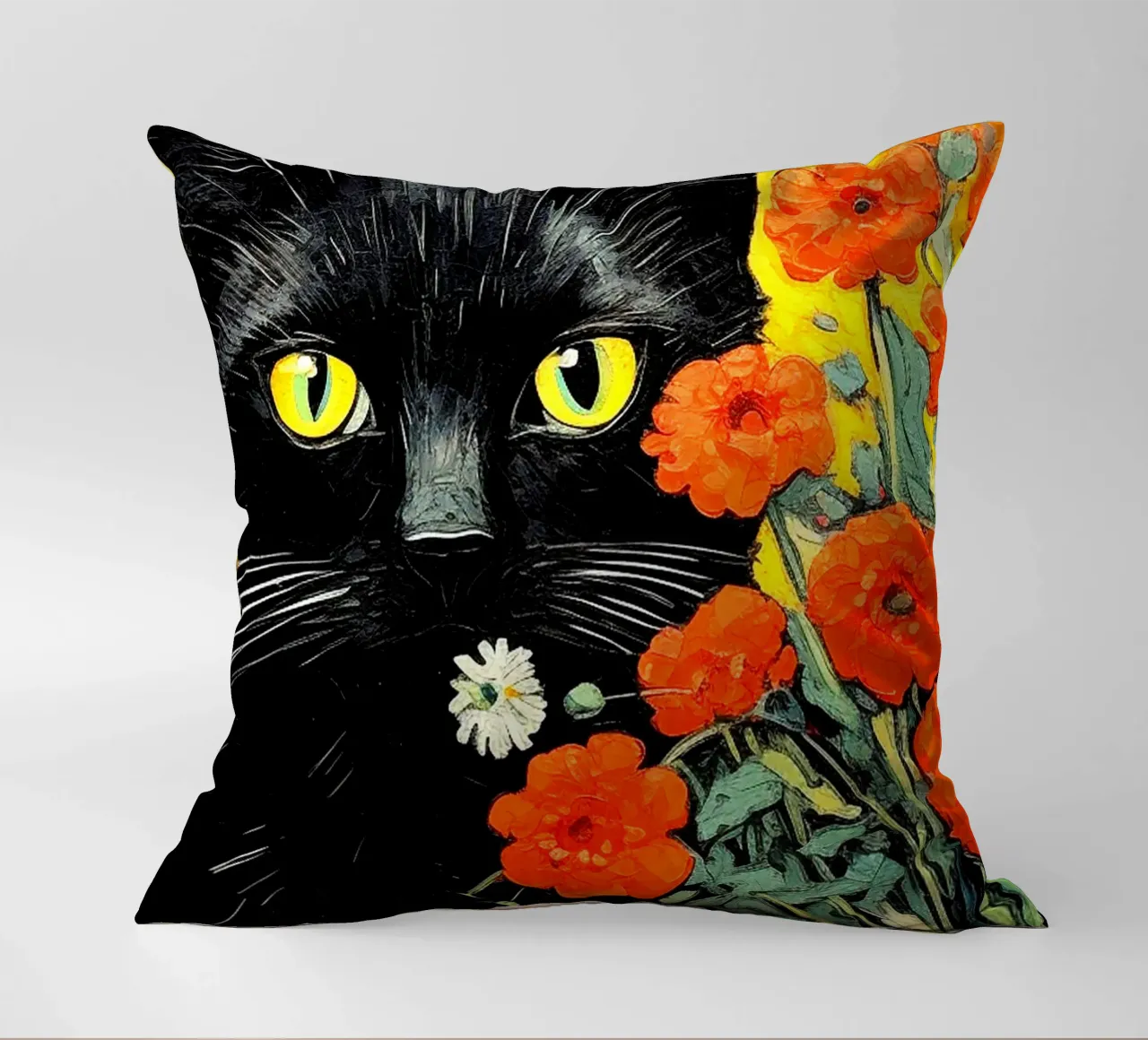 Gatto con fiori cuscino da Puschkinowa