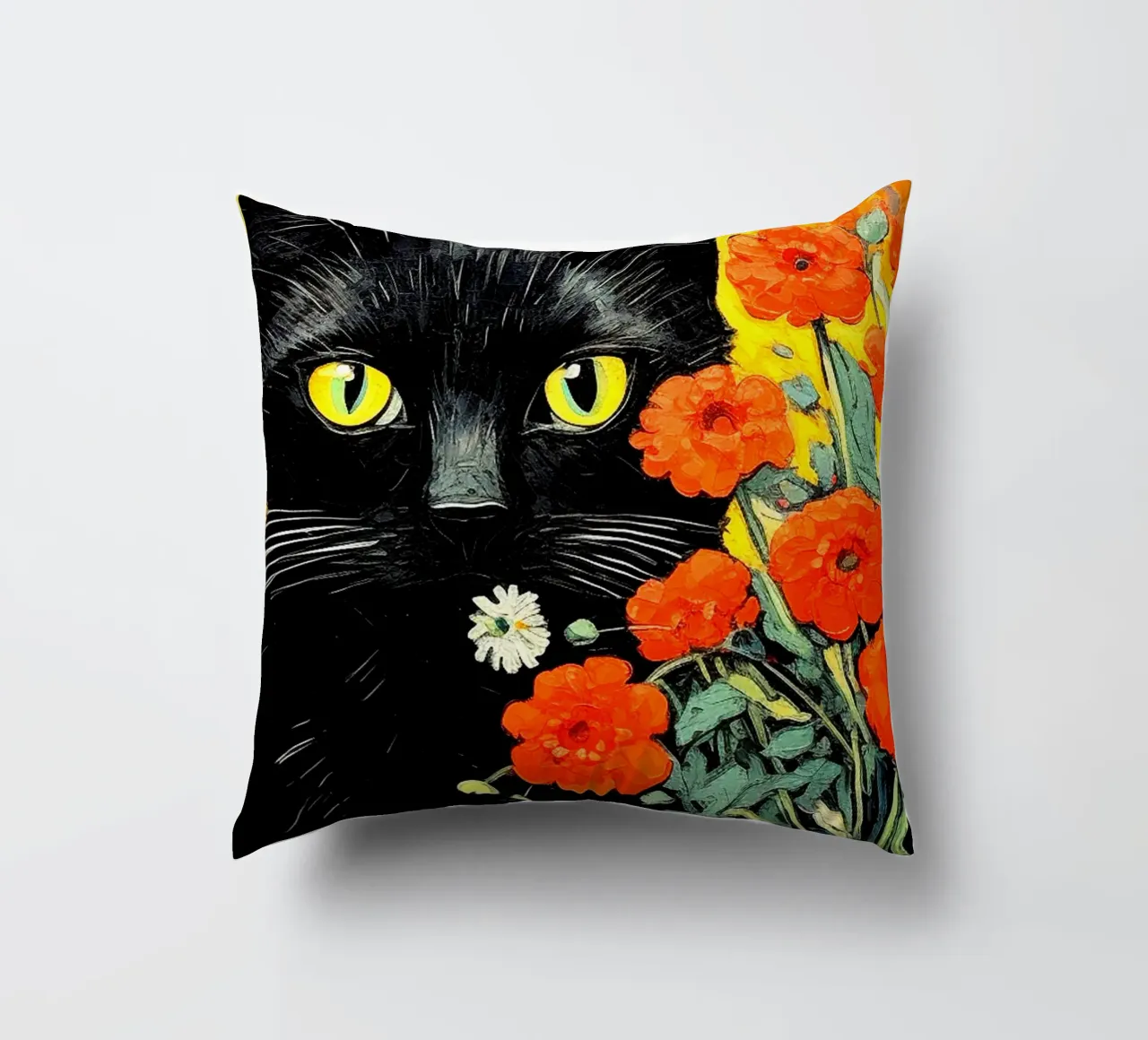 Gatto con fiori cuscino da Puschkinowa