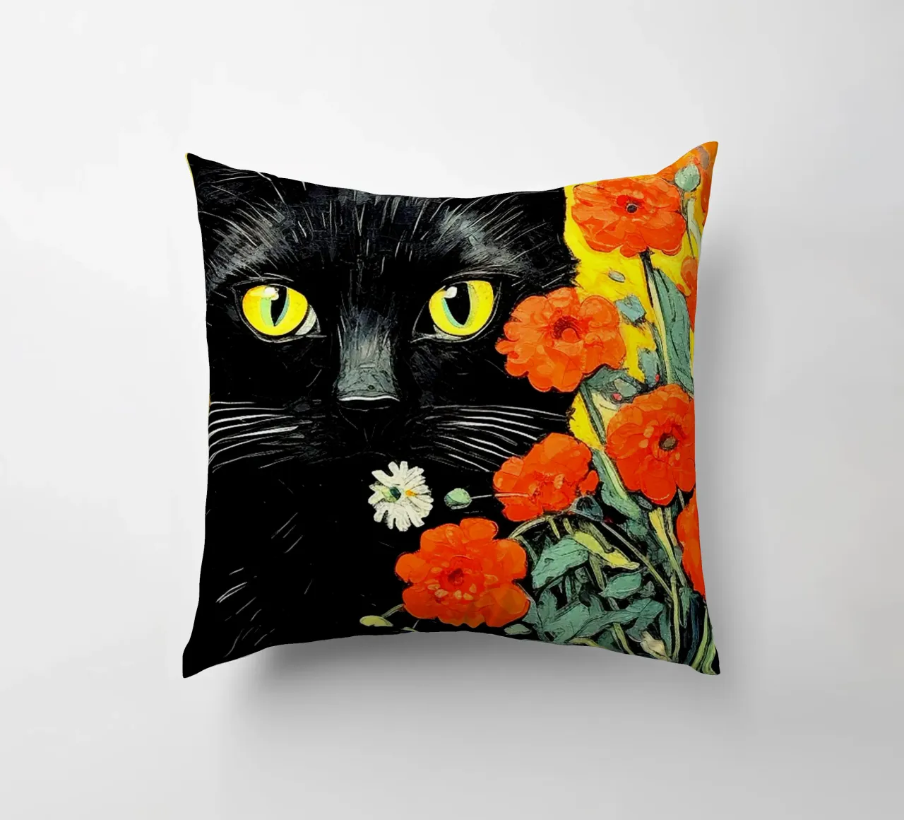 Gatto con fiori cuscino da Puschkinowa