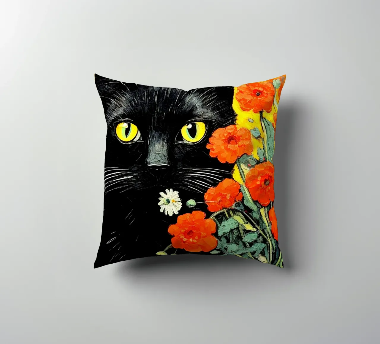 Gatto con fiori cuscino da Puschkinowa