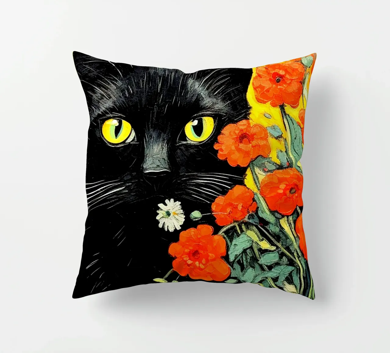Gatto con fiori cuscino da Puschkinowa