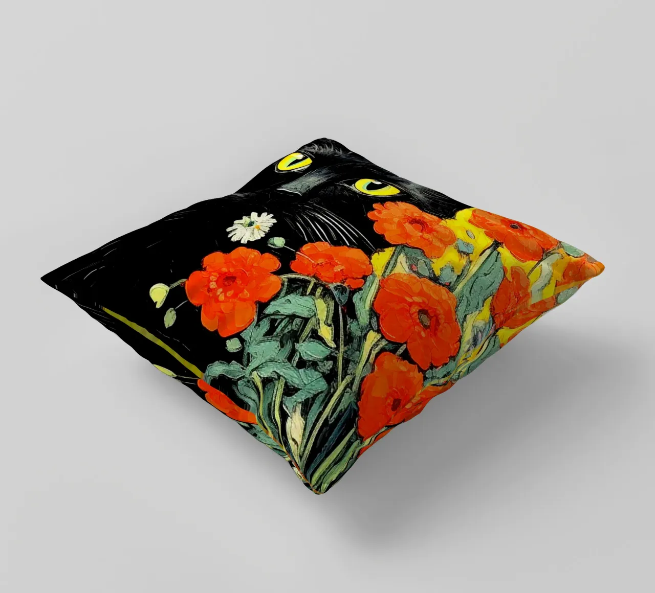 Gatto con fiori cuscino da Puschkinowa